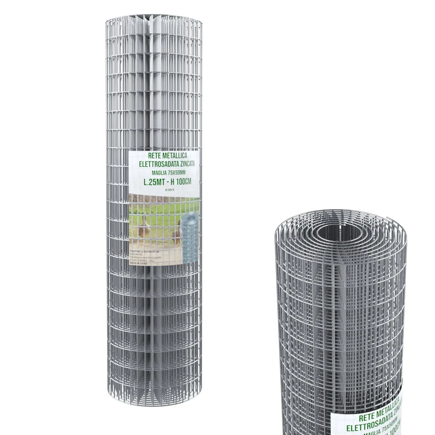 Rotolo Rete Metallica Per Recinzioni 25 M Zincata Elettrosaldata Rigida Maglia 75 x 50 mm Per Giardino Orto Piante Spazi Esterni (100 Cm)