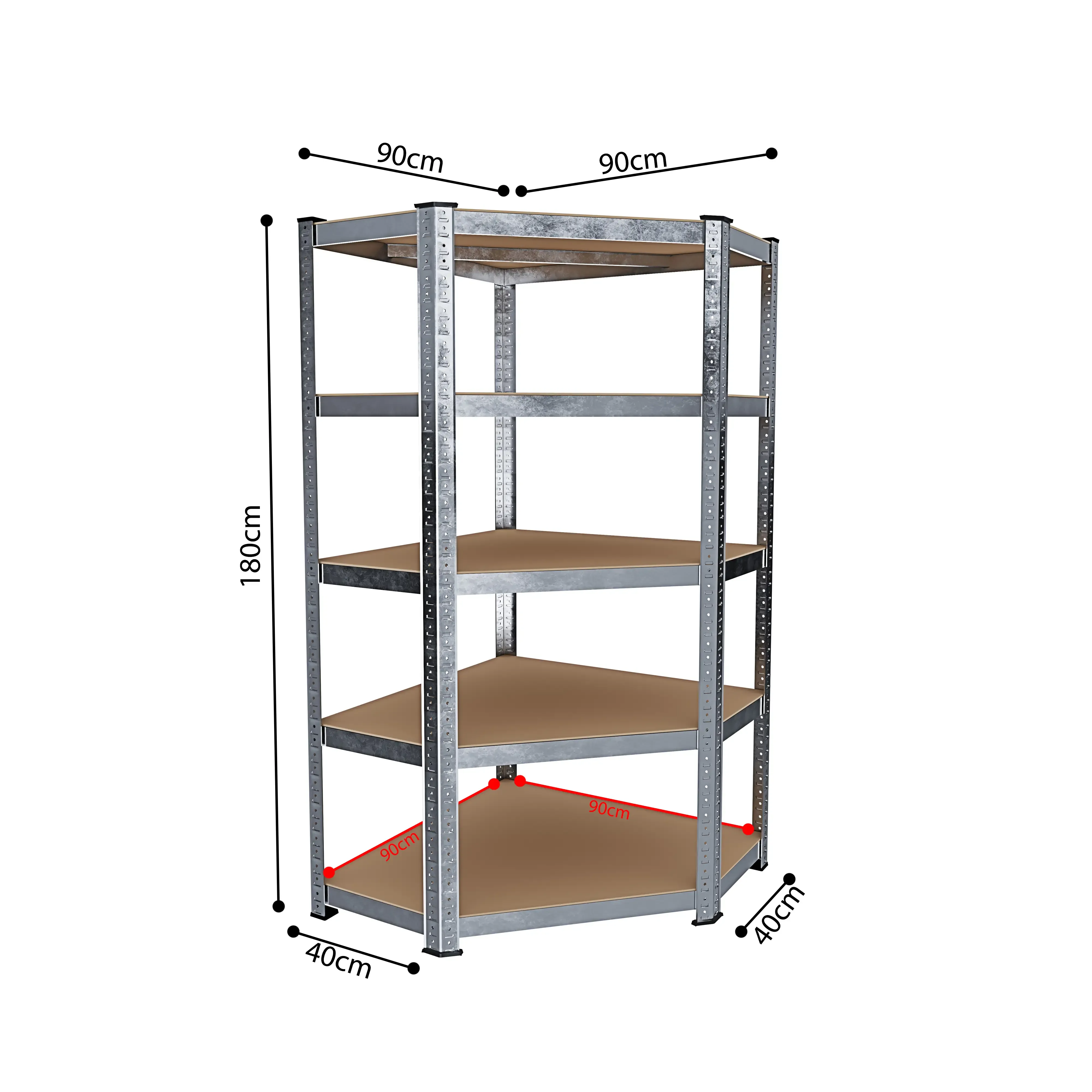 Scaffale Angolare In Metallo E MDF Scaffale Ad Alta Portata Fino a 875 kg Con 5 Ripiani Regolabili Ideale Per Garage Officina Cantina Capannone Magazzino Design Modulare 180 x 90 x 40 cm