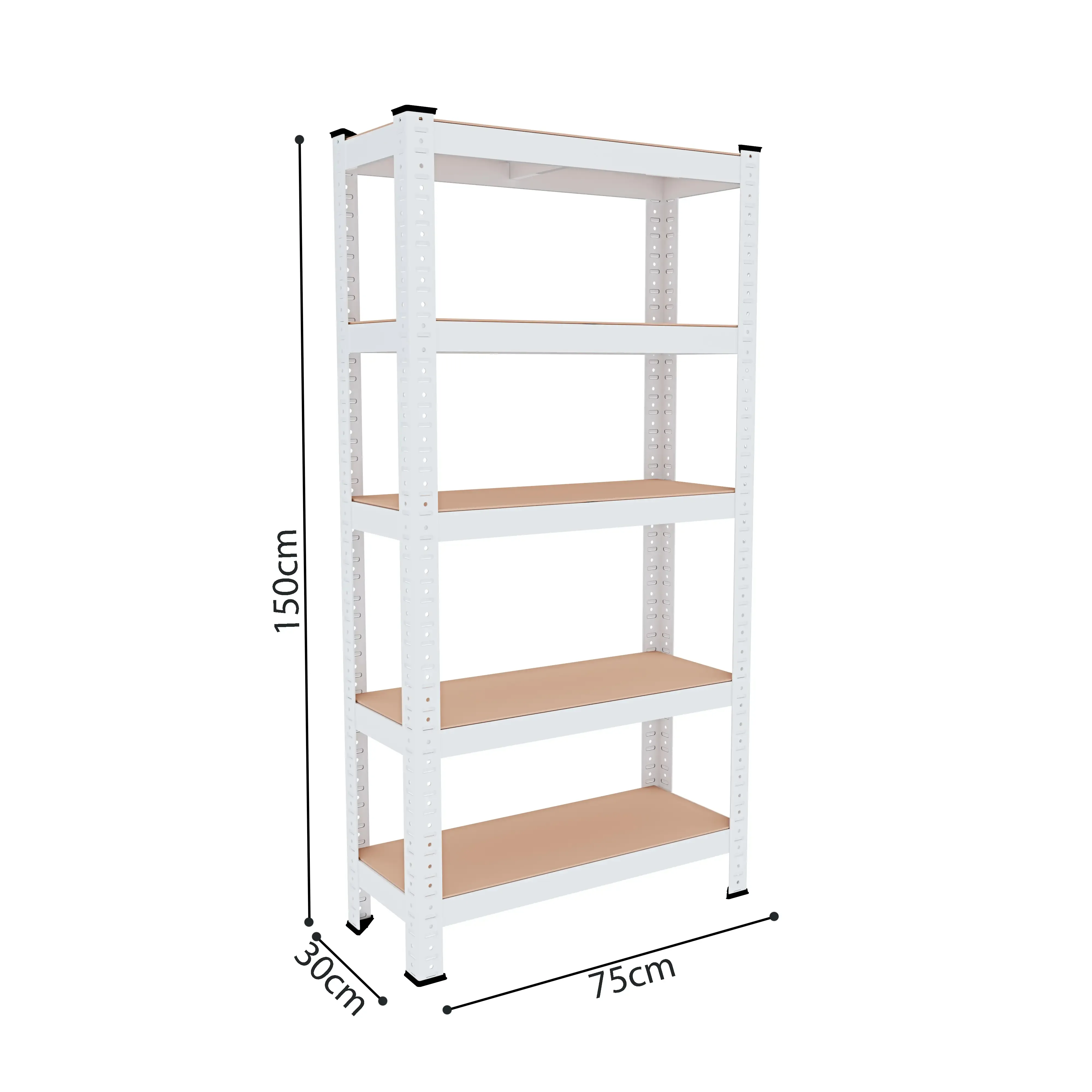 Scaffale Metallo E Legno MDF Ad Alta Portata Carico Pesante Fino a 875 kg 5 Ripiani Regolabili Garage Officina Cantina Capannone Magazzino Design Modulare 150 x 75 x 30 cm Bianco