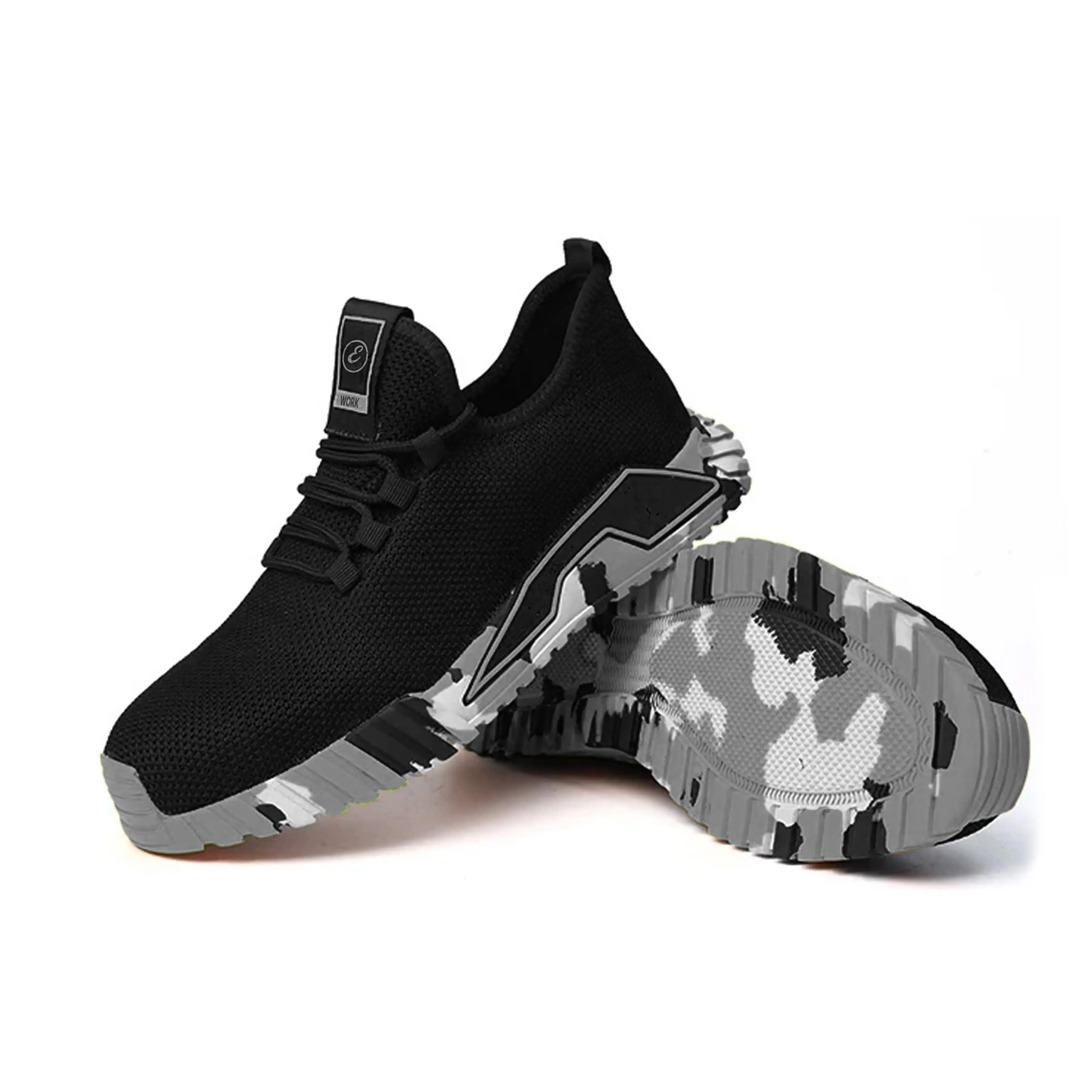 Scarpe Antinfortunistiche da Lavoro Cantiere Leggere Comode Traspiranti Sicurezza Antiscivolo Puntale in Acciaio con Protezione Antiperforazione Certificazione CE (Nero e Grigio, 40)