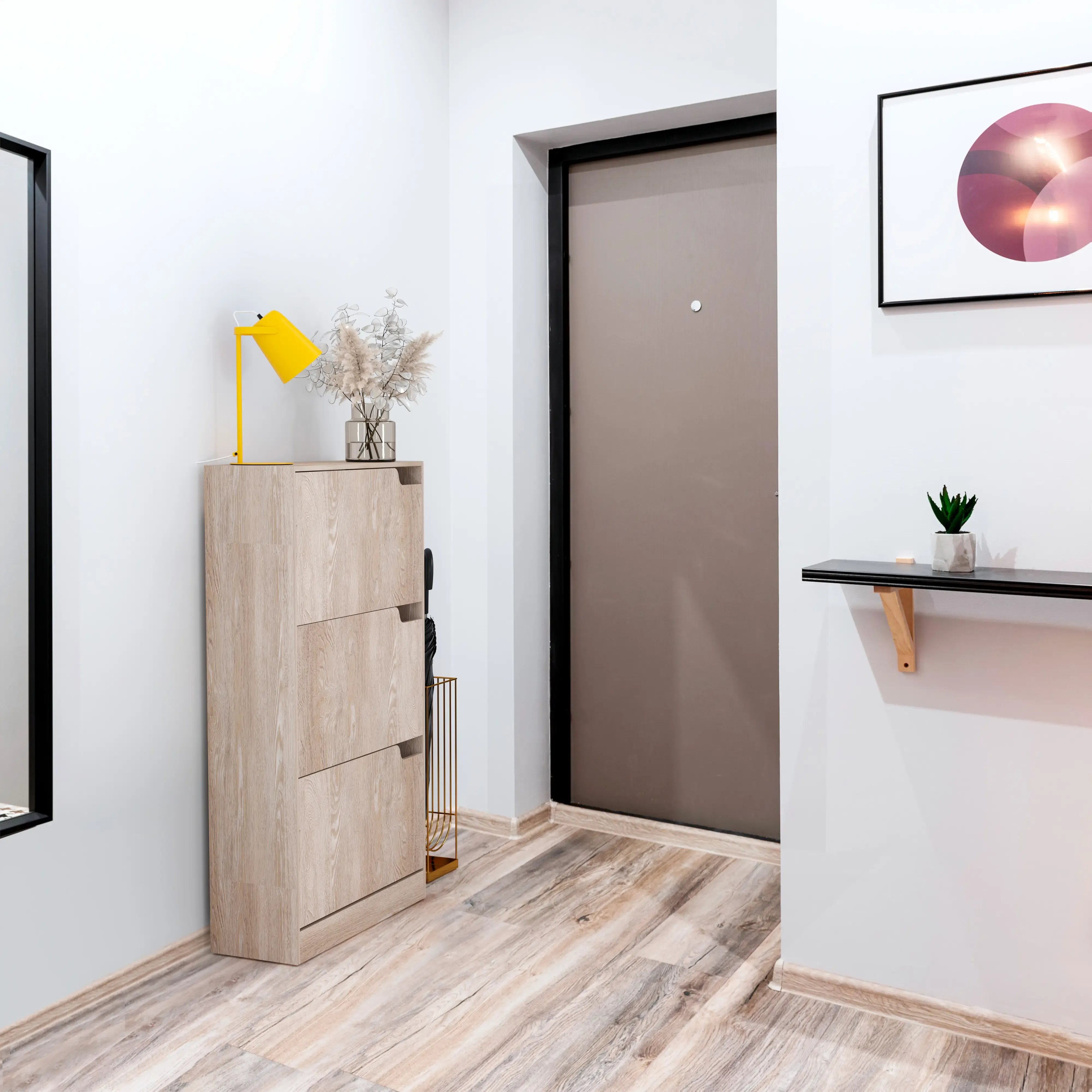 Scarpiera Portascarpe 3 Ante In Legno MDF Da Ingresso Salvaspazio A Ribalta Design Con Maniglie A Scomparsa Doppia Profondità Slim Soggiorno Casa Camera Ufficio 115 x 24 x 63 Cm (Rovere)