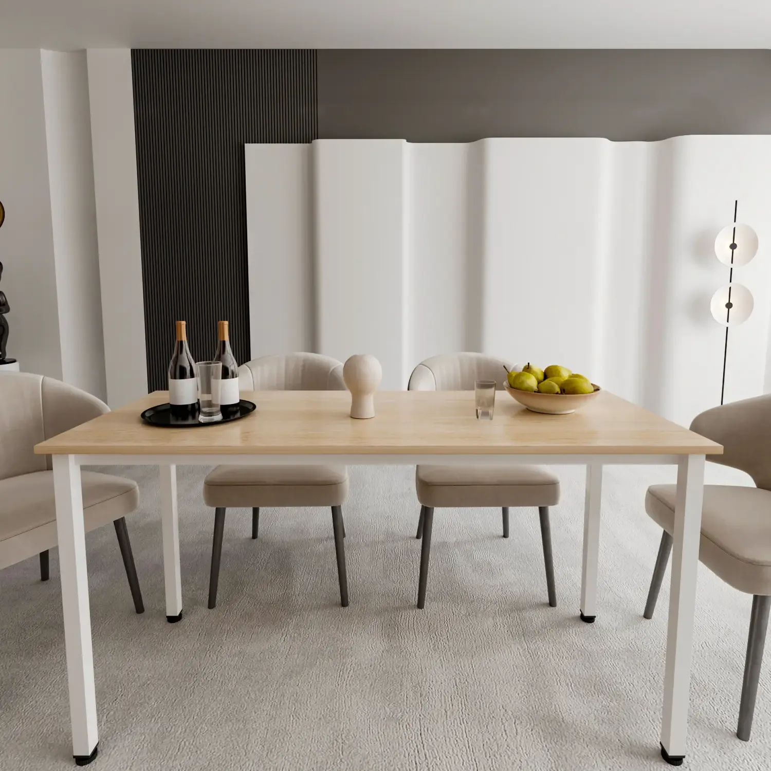 Scrivania Tavolo Da Computer PC In Legno Con Gambe In Metallo Scrittoio Mobile Desk Da Ufficio Studio Cameretta Soggiorno Sala Da Pranzo Design Moderno Pacific (138 x 55 x 73 Cm, Bianco E Rovere)