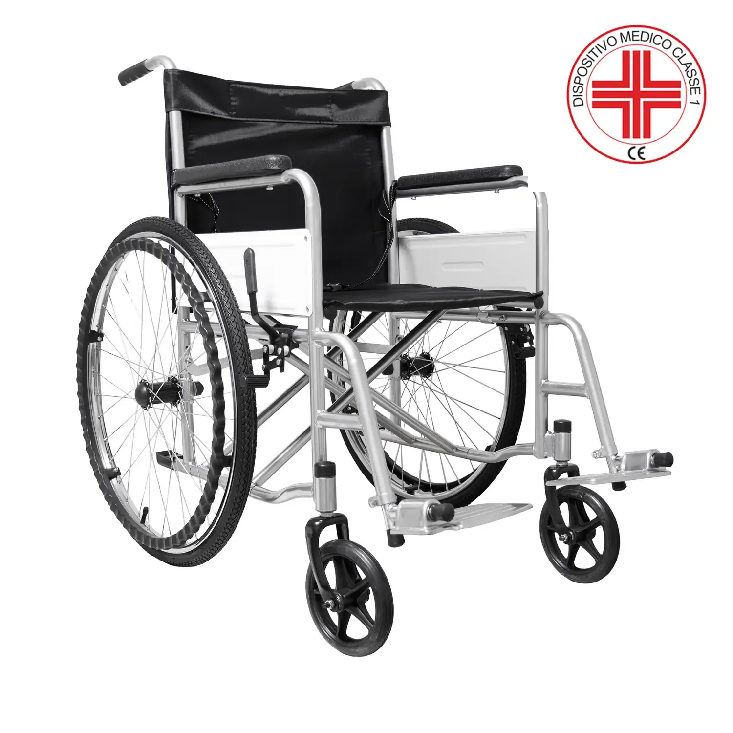 Sedia a Rotelle Carrozzina Disabili Anziani Leggera Ad Autospinta Pieghevole Telaio Robusto Ed Ergonomico in  Acciaio Con Auto Spinta Cintura Di Sicurezza Braccioli Poggiapiedi Estraibili Colore Grigio