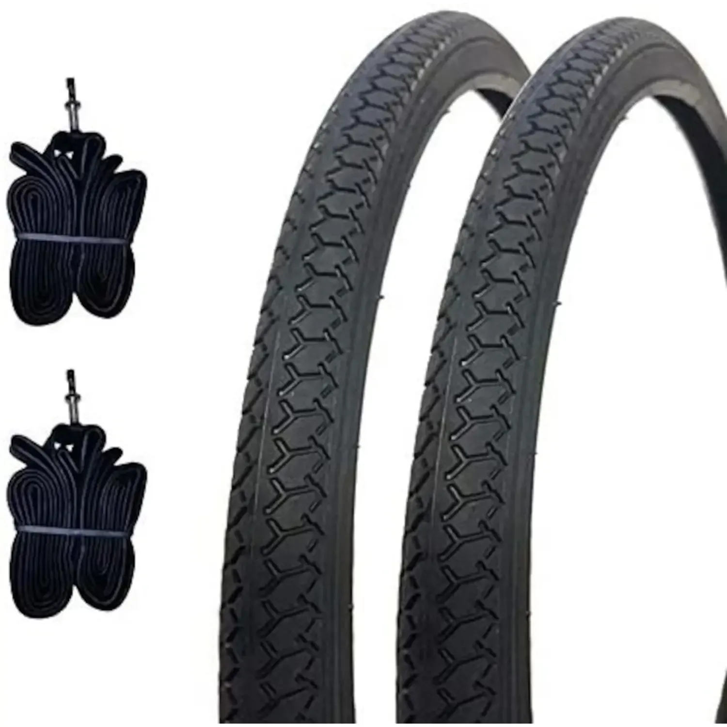 Set 2 Camere D’aria + 2 Copertoni Nero Per Sedia A Rotelle 24 X 1 3/8 (37-540) e Carrozzina Disabili