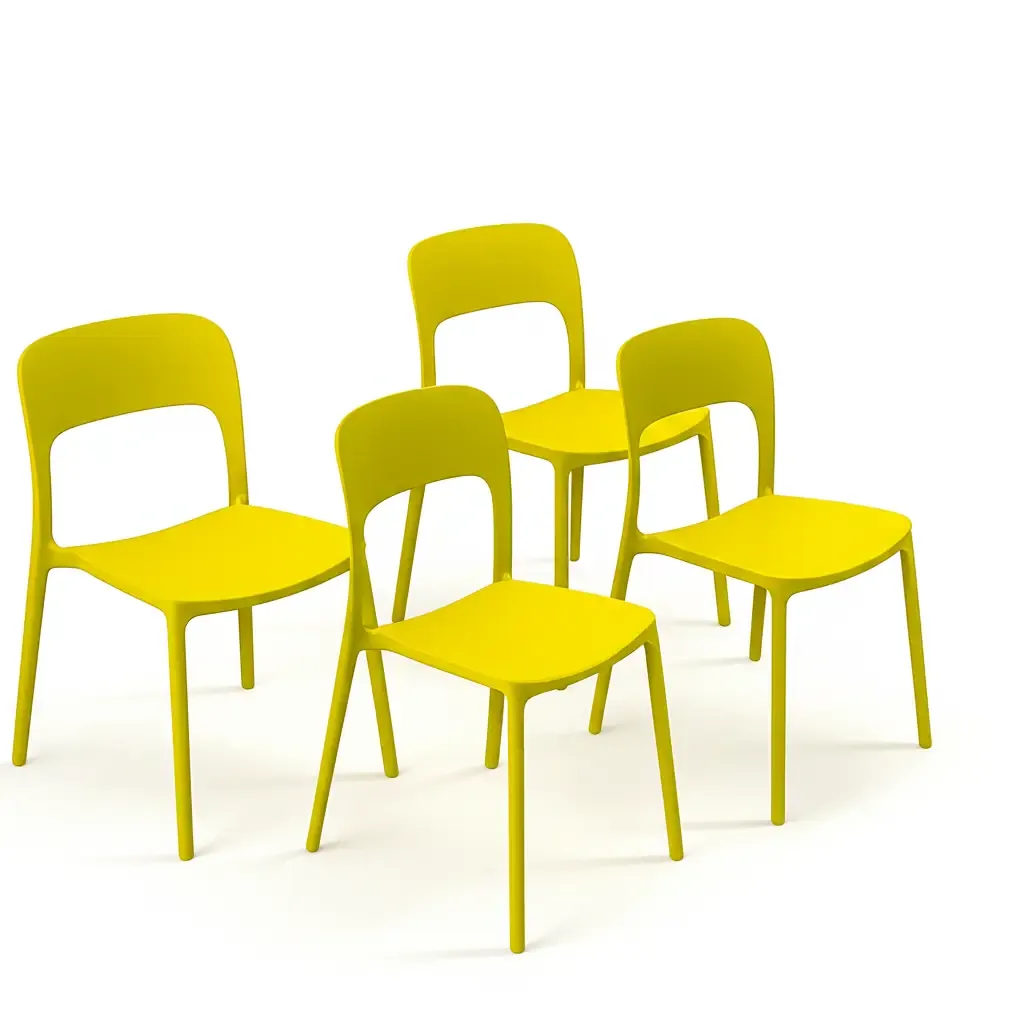 Set 4 Sedie Da Giardino In Polipropilene Impilabili Leggere E Resistenti Ideali Per Esterni Terrazze Giardini Bar Dehors Ristoranti 41 x 82,5 x 52 cm Giallo