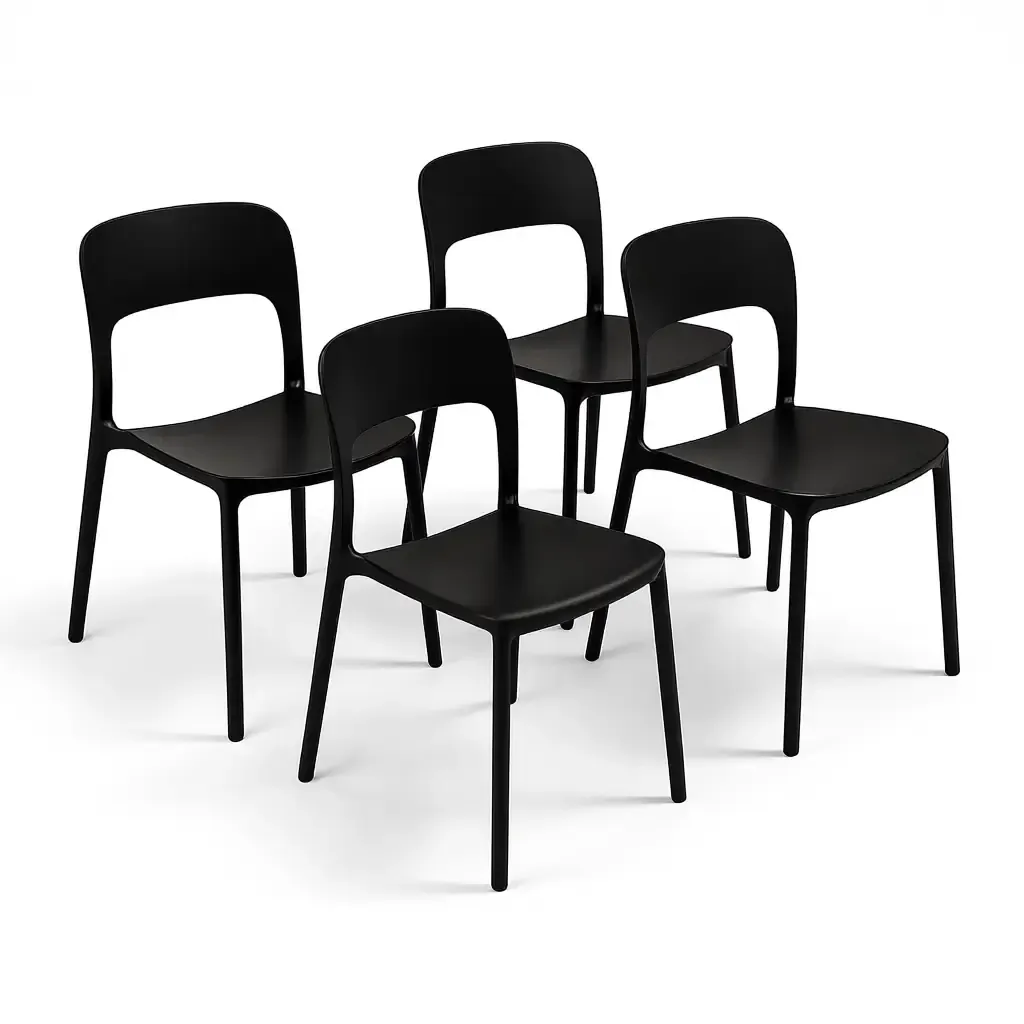 Set 4 Sedie Da Giardino In Polipropilene Impilabili Leggere E Resistenti Ideali Per Esterni Terrazze Giardini Bar Dehors Ristoranti 41 x 82,5 x 52 cm Nero