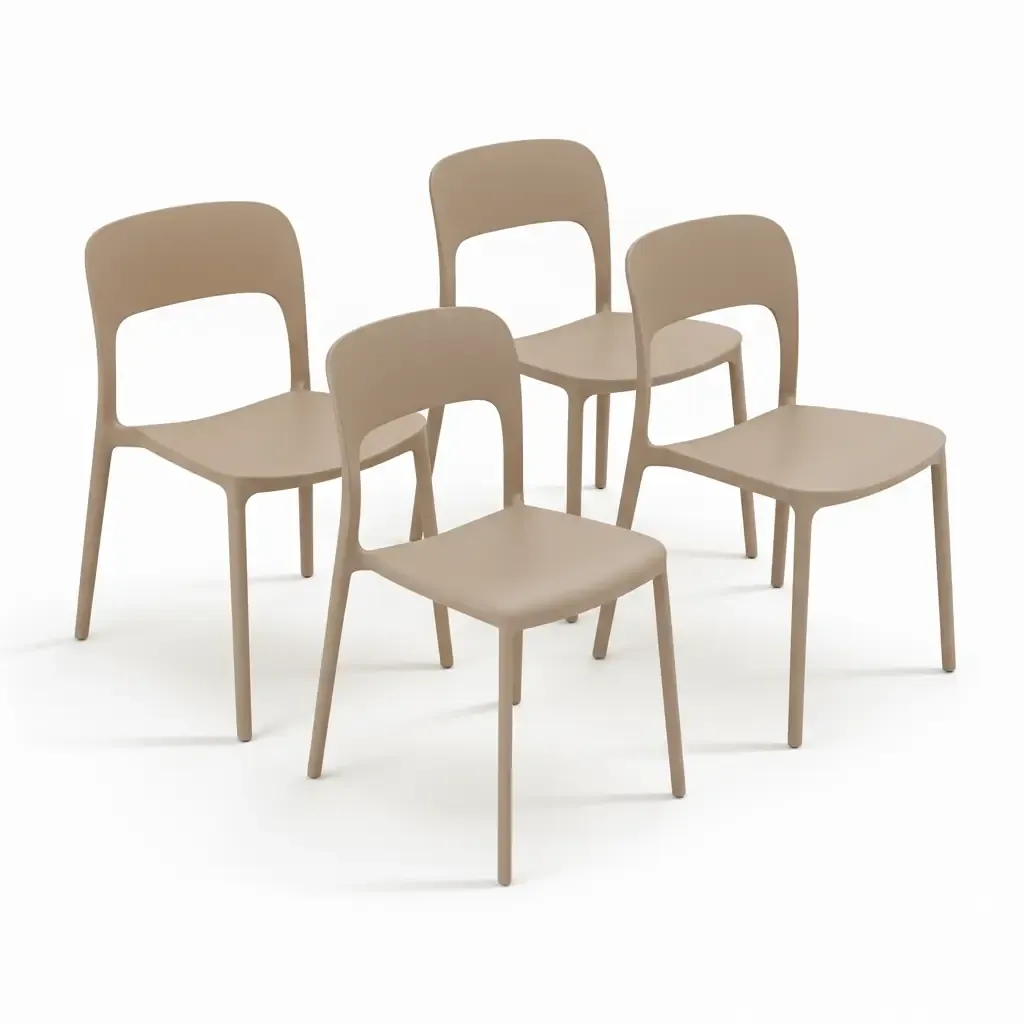 Set 4 Sedie Da Giardino In Polipropilene Impilabili Leggere E Resistenti Ideali Per Esterni Terrazze Giardini Bar Dehors Ristoranti 41 x 82,5 x 52 cm Tortora