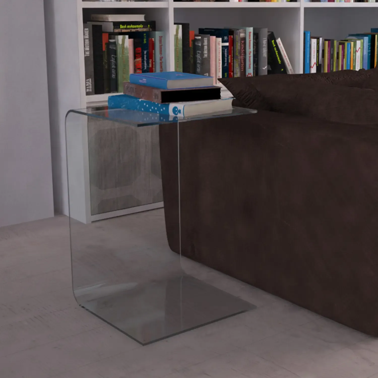 Tavolino Basso Rettangolare Da Salotto Soggiorno Sala Da Pranzo Tavolo Da Caffè In Vetro Curvato Con Ripiano Design Moderno Elegante Luxury Z-105, 40 x 40 x 60 Cm