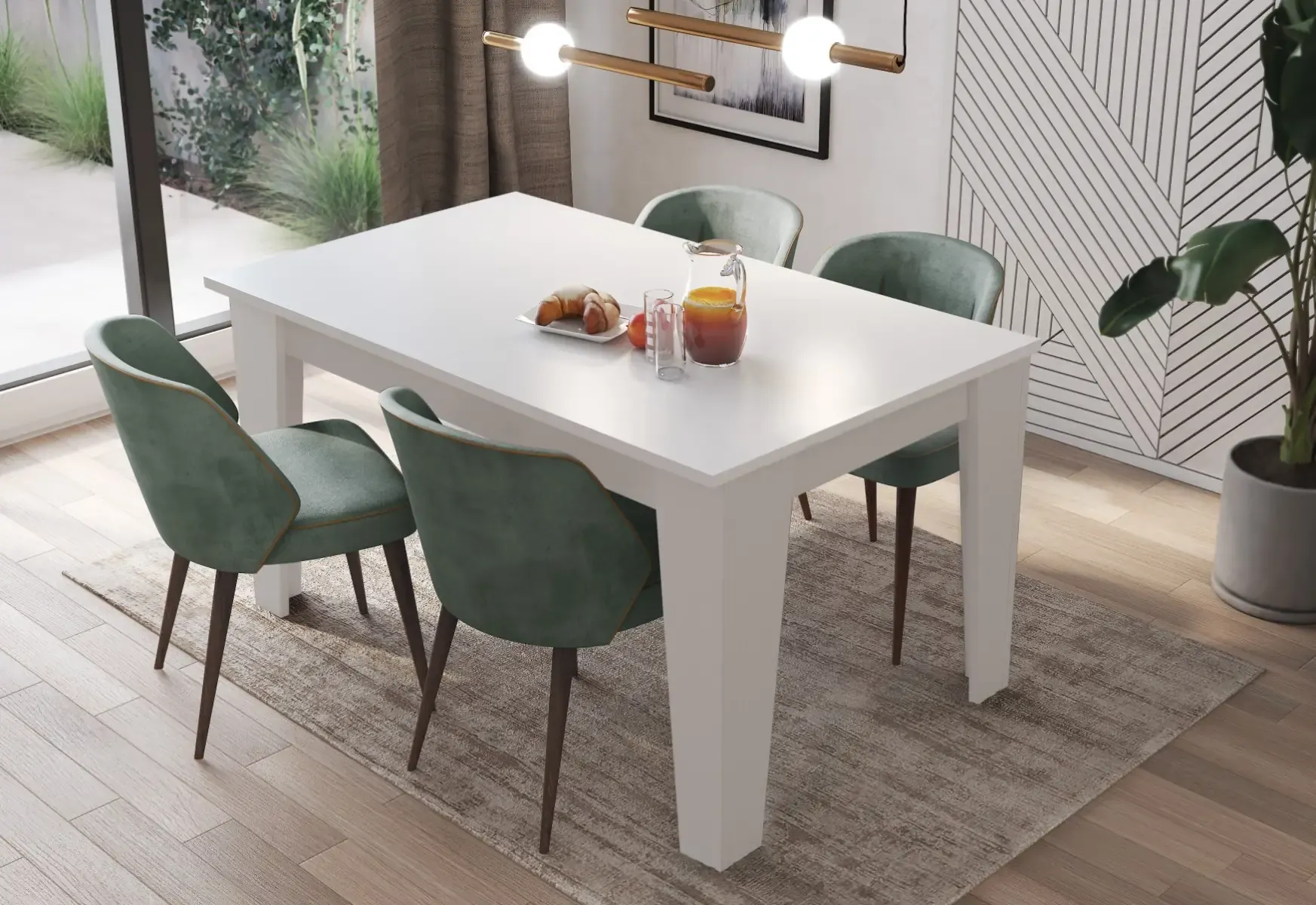 Tavolo da Pranzo Allungabile Da 120 A 160 Cm Gambe a Spillo Design Moderno 6 Posti In Melaminico di Alta Qualità