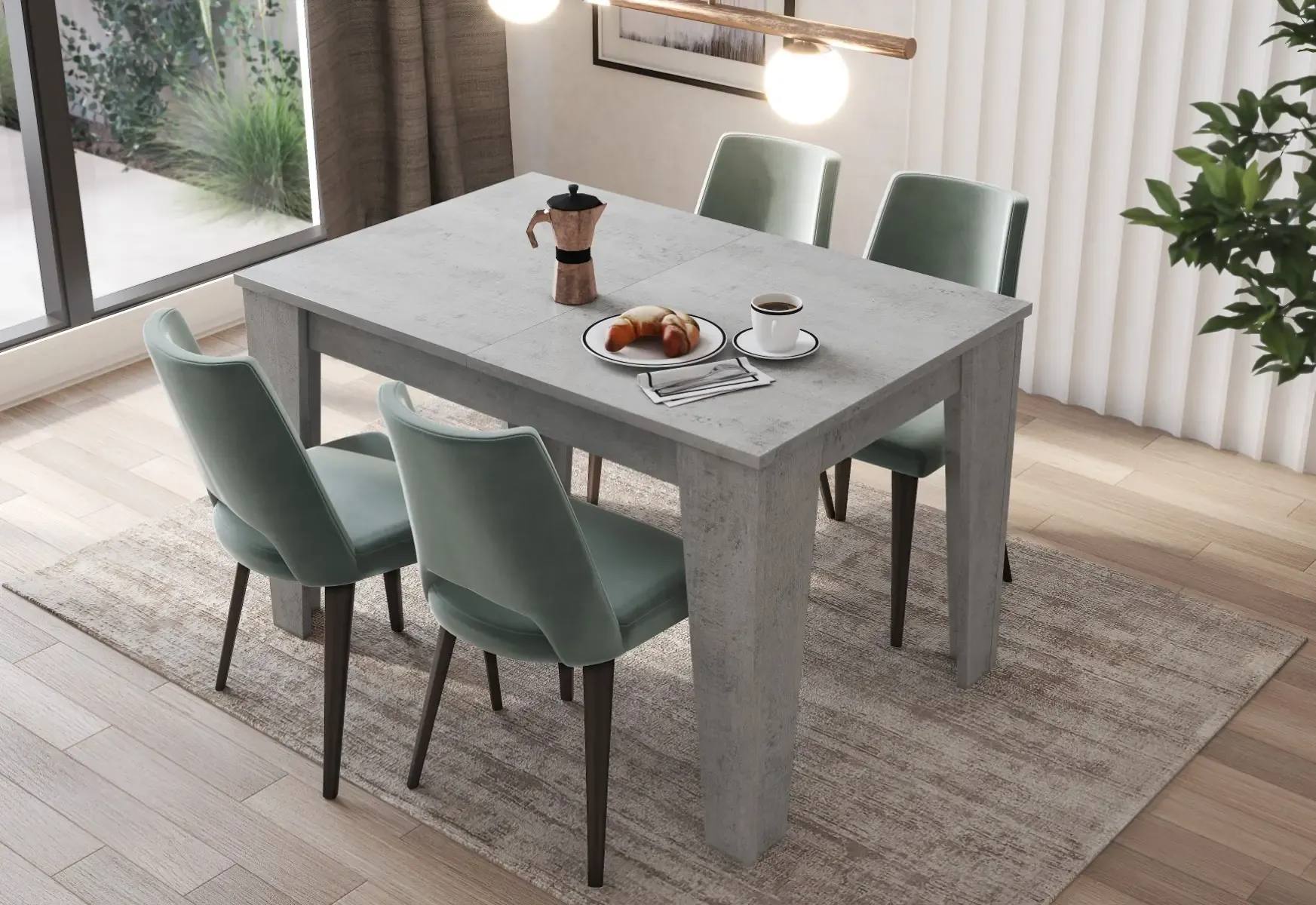 Tavolo da Pranzo Allungabile Da 120 A 160 Cm Gambe a Spillo Design Moderno 6 Posti In Melaminico di Alta Qualità