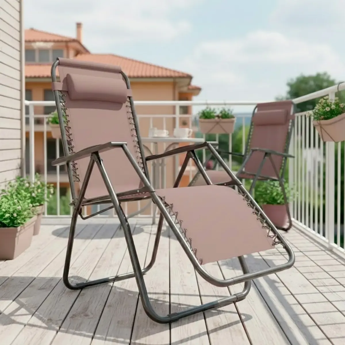 Sedia Sdraio A Gravità Zero Da Giardino Poggiatesta Regolabile Sedia Pieghevole Oscillante Ergonomica Traspirante Zero Gravity Da Esterno Piscina Mare Portata Massima 120 Kg (Tortora)