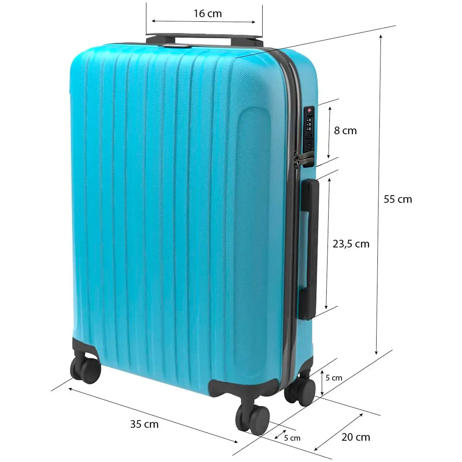 TROLLEY SAMMY "TRAVELZONE" AZZURRO - RIGIDO CON 4 RUOTE IN ABS POLICARBONATO ANTIGRAFFIO RIGIDO IMPERMEABILE