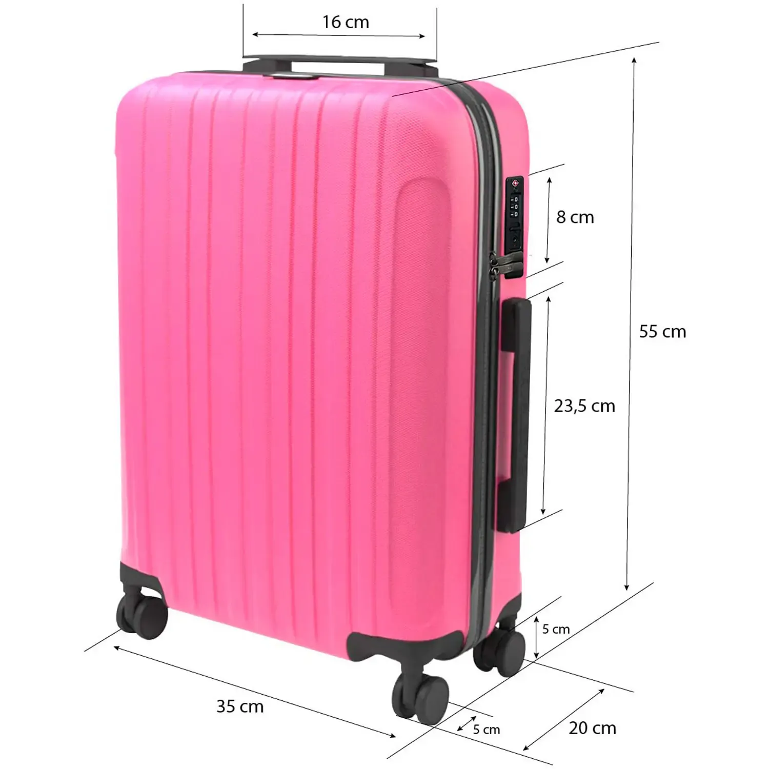 TROLLEY SAMMY "TRAVELZONE" PINK - RIGIDO CON 4 RUOTE IN ABS POLICARBONATO ANTIGRAFFIO RIGIDO IMPERMEABILE