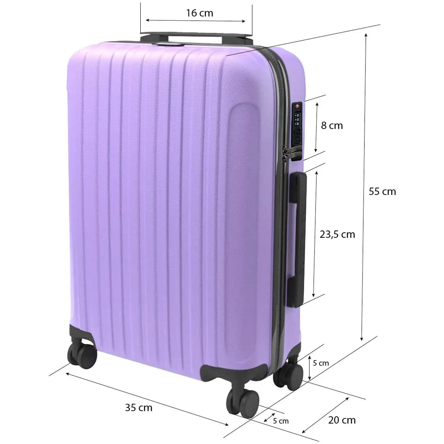 TROLLEY SAMMY "TRAVELZONE" PURPLE - RIGIDO CON 4 RUOTE IN ABS POLICARBONATO ANTIGRAFFIO RIGIDO IMPERMEABILE