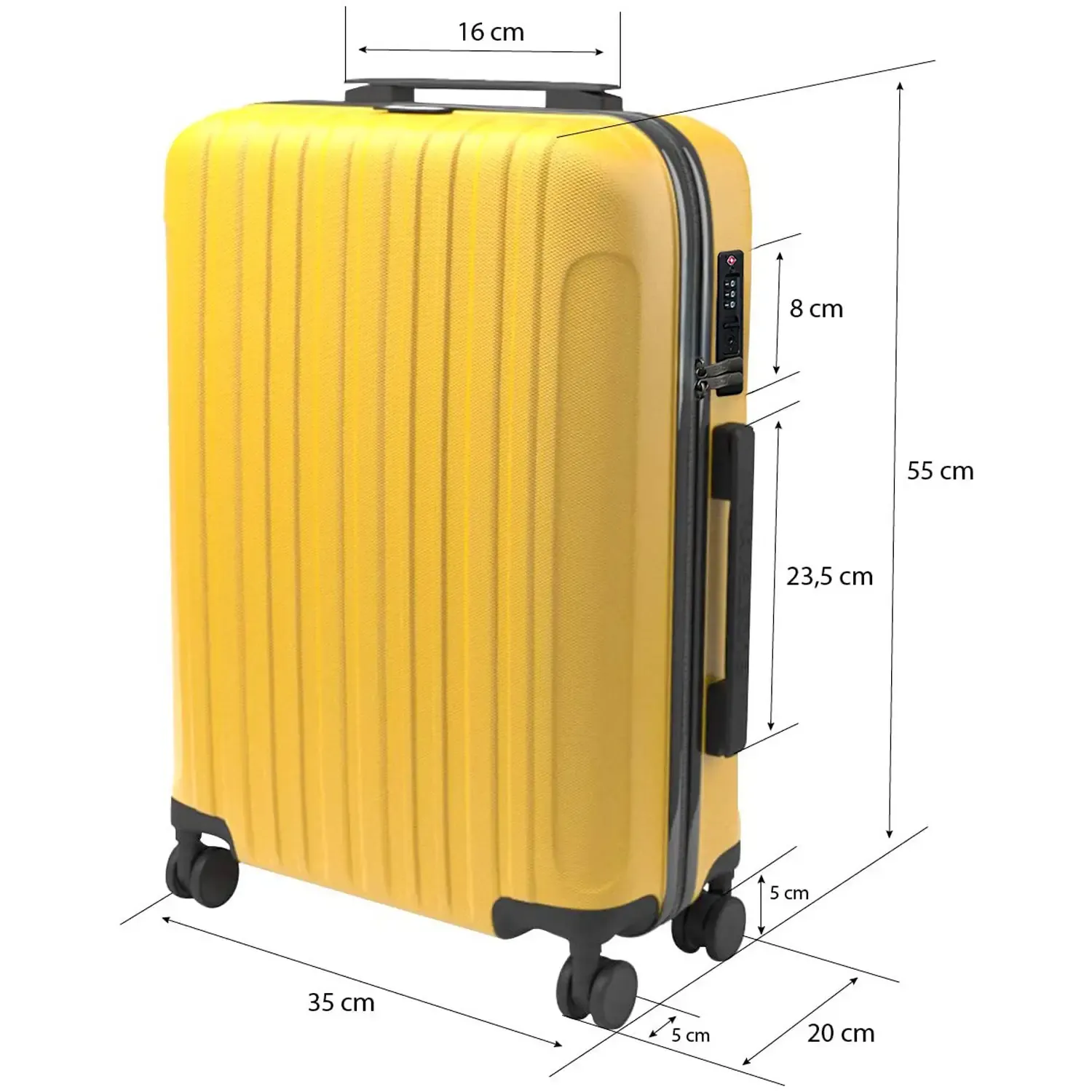 TROLLEY SAMMY "TRAVELZONE" YELLOW - RIGIDO CON 4 RUOTE IN ABS POLICARBONATO ANTIGRAFFIO RIGIDO IMPERMEABILE
