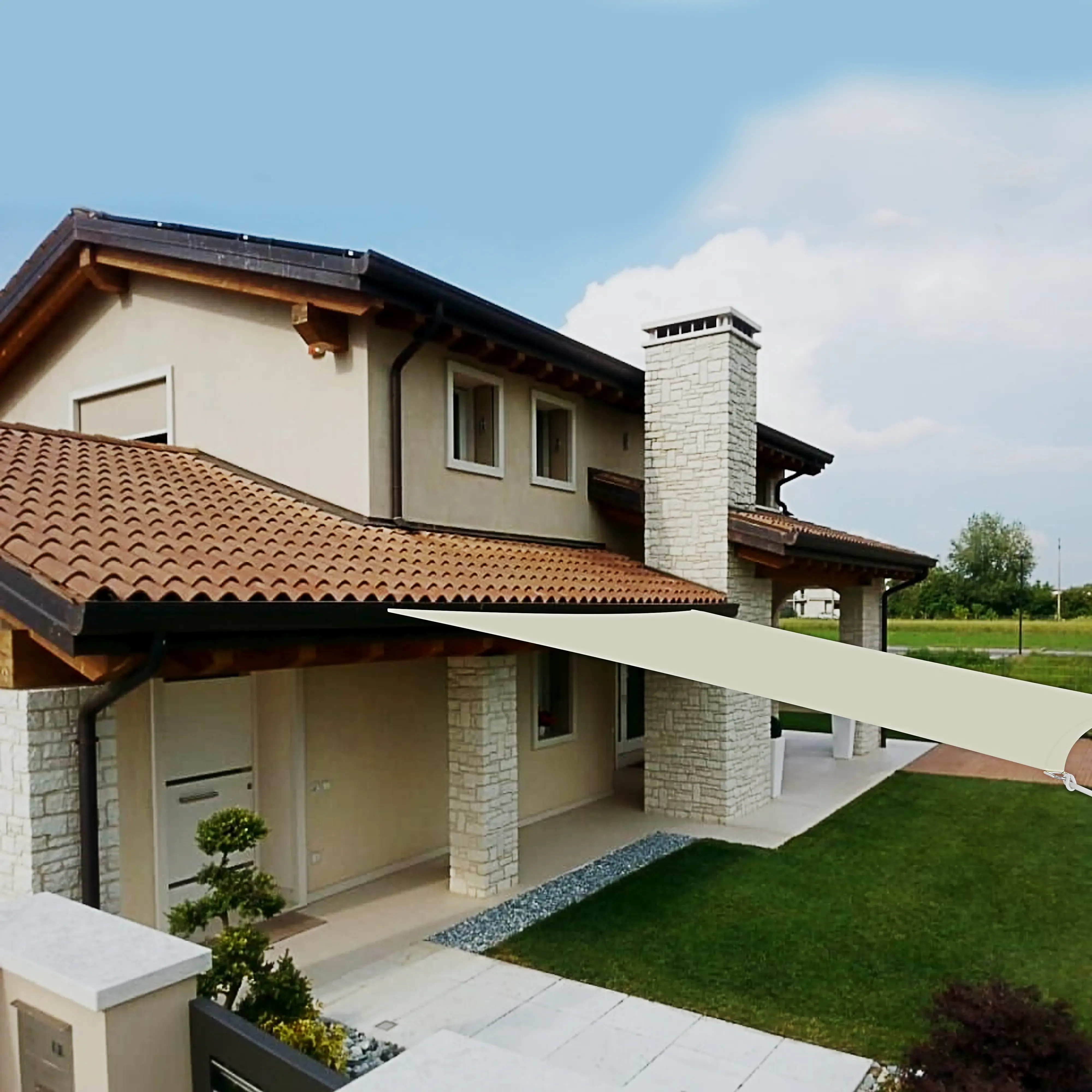 Vela Ombreggiante Quadrata Parasole Tenda Da Sole 180 gr/m² Traspirante Anti UV Impermeabile Resistente Esterno Giardino Piscina Terrazzo Funi Ancoraggio Occhielli In Acciaio (3 x 3 m, Crema)