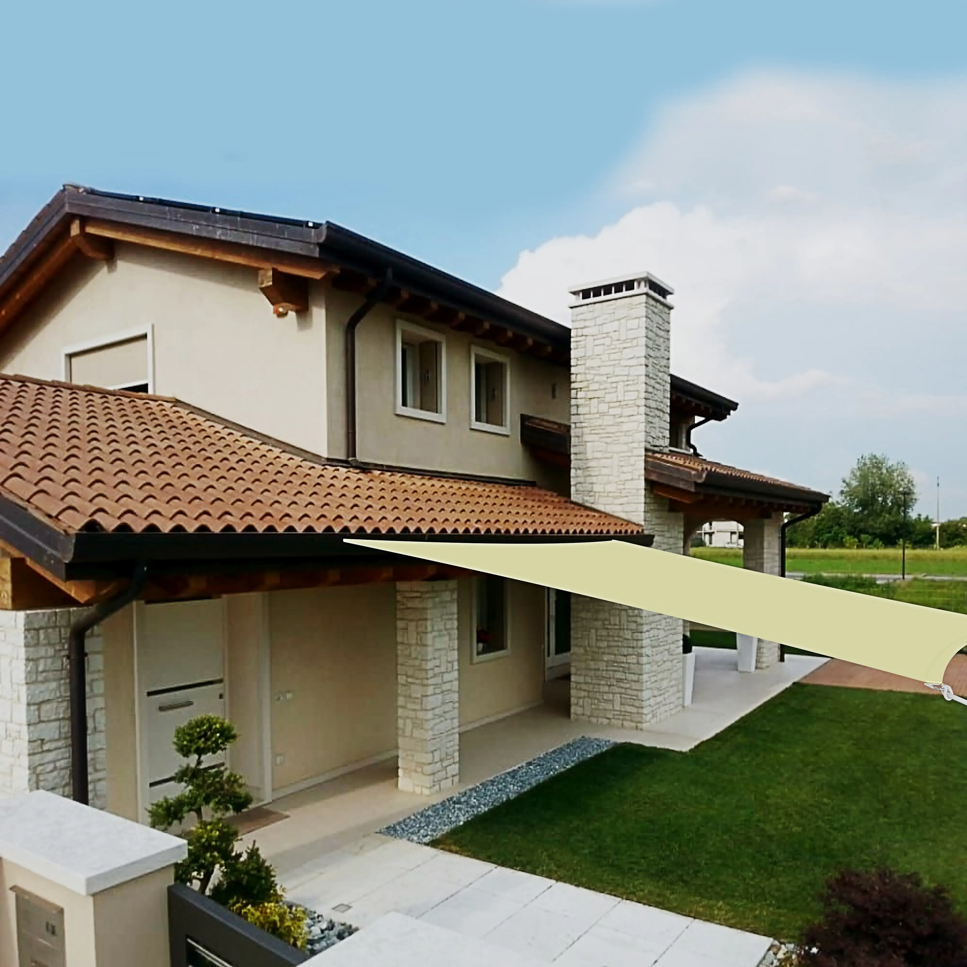 Vela Ombreggiante Quadrata Parasole Tenda Da Sole 180 gr/m² Traspirante Anti UV Impermeabile Resistente Esterno Giardino Piscina Terrazzo Funi Ancoraggio Occhielli In Acciaio (3 x 3 m, Sabbia)