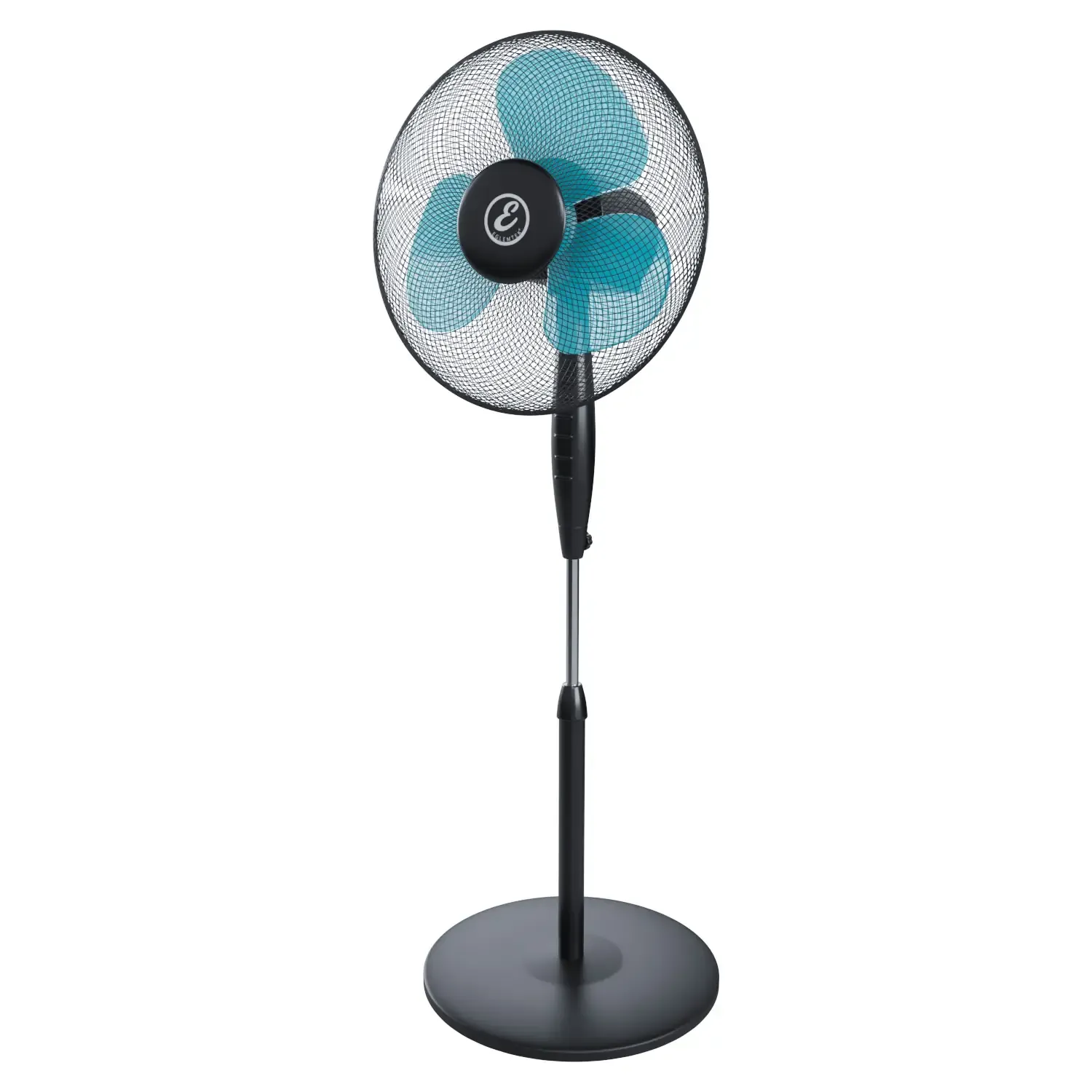 Ventilatore A Piantana Potente Da 50W Per Pavimento Pale Da 40 Cm Silenzioso 3 Velocità Oscillante Altezza e Inclinazione Regolabili Griglia Di Protezione Colore Nero e Azzurro