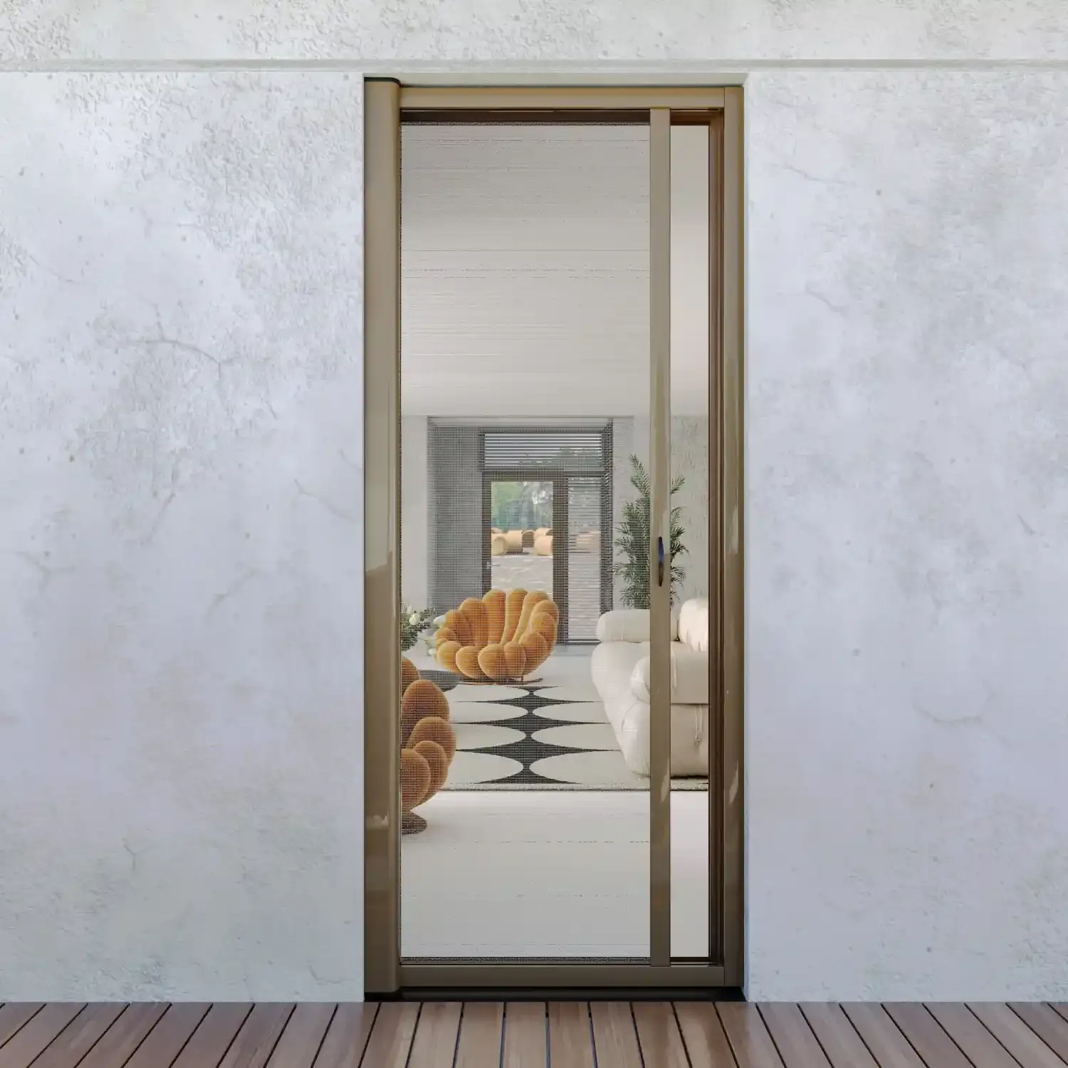 Zanzariera Universale Scorrimento Orizzontale Per Porte Portafinestra Balconi A Rullo Avvolgibile Profilo Riducibile Regolabile Telaio In Alluminio In Kit Fai Da Te 150 X 250 Cm Marrone