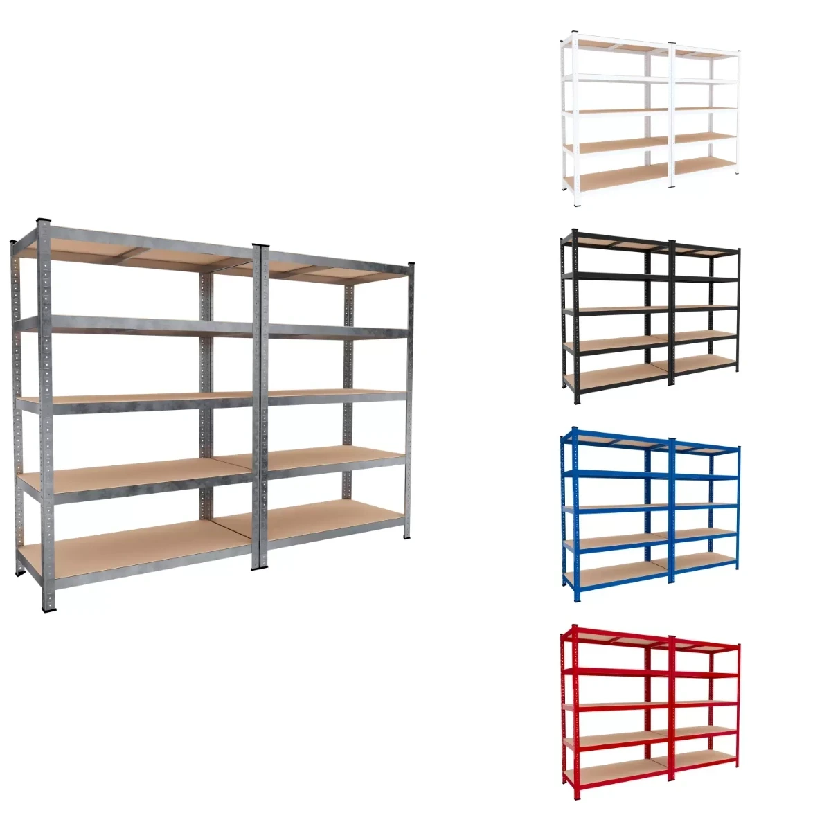 Coppia Di Scaffali In MDF E Metallo Mensole Alta Portata 180 x 90 x 60 cm Fino a 875 kg Con 5 Ripiani Regolabili In Altezza Garage Officina Cantina Capannone Magazzino Design Modulare Jutiapa Argento