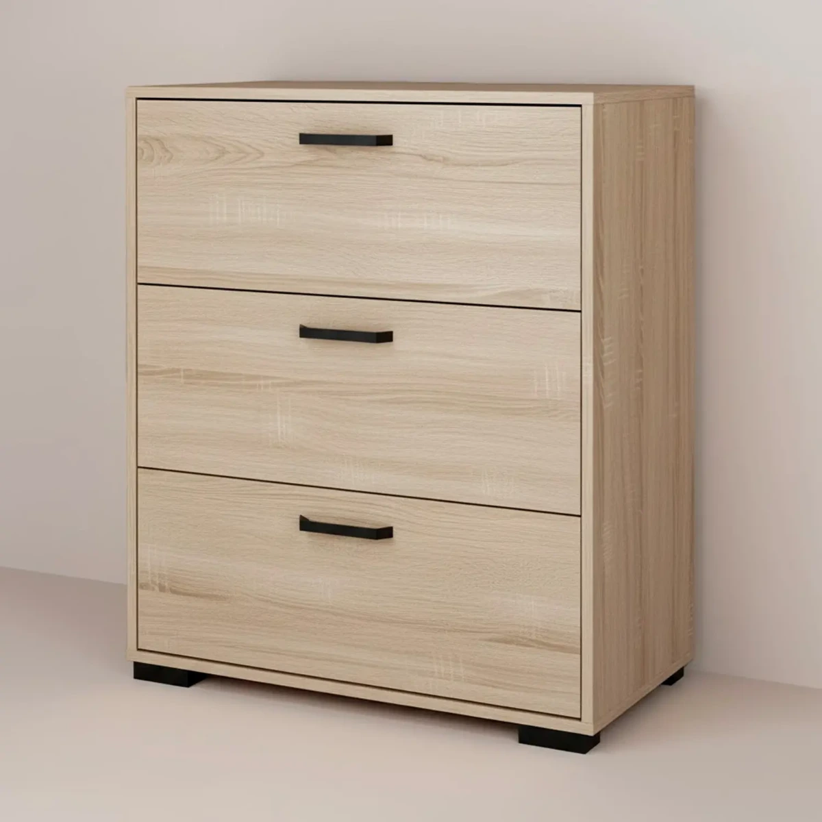 Cassettiera a 3 Cassetti Comò Comodino Mobile Contenitore Salvaspazio Design Moderno Minimalista Per Camera da Letto Ingresso Soggiorno 70.2 x 39.8 x 82.7 Cm-Rovere
