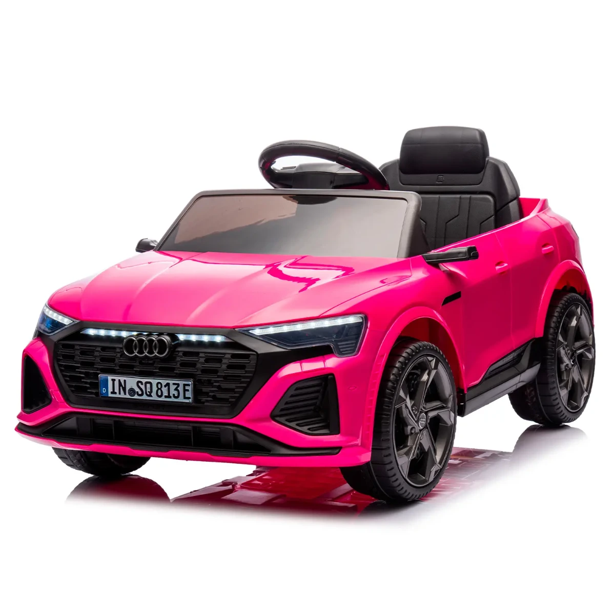 Auto Elettrica Bambini Audi SQ8 e-Tron 12V Con Licenza Ufficiale Sedile in Pelle Ruote EVA Telecomando 2.4GHz Luci LED MP3 Soft Start Porte Apribili Auto 3–6 Anni-Rosa