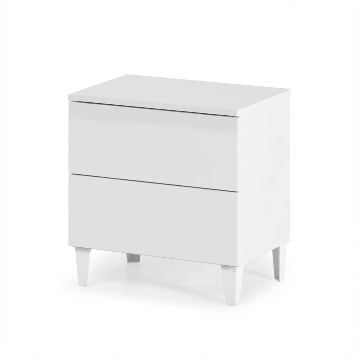 Comodino Con 2 Cassetti Cassettiera Settimino Mobile Da Camera Da Letto Moderno Mobiletto Con Piedini Struttura Compatta in Melaminico Antigraffio Montaggio Facile 50 x 34 x 39 Cm-Bianco lucido
