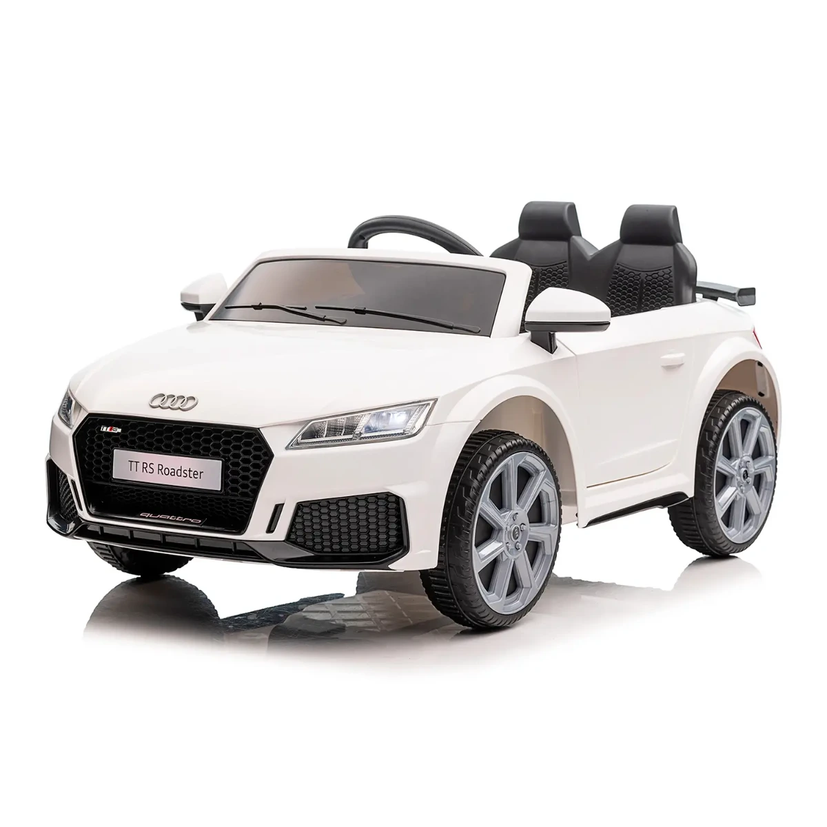Auto Elettrica Bambini Audi TT RS 12V con Licenza Ufficiale Telecomando 2.4GHz Doppio Motore 30W Luci LED USB/MP3/AUX Soft Start Porte Apribili Cintura Sicurezza-Bianco