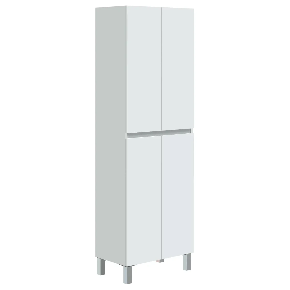 Colonna Bagno 4 Ante Con Ripiani Regolabili Mobile Alto Salvaspazio Design Moderno Elegante Ideale Per Bagno Lavanderia Ripostiglio-Bianco-182 x 60 x 35 Cm