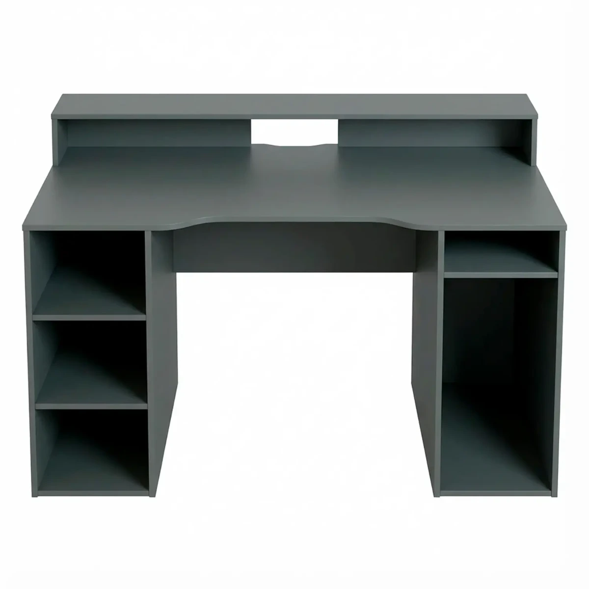 Scrivania Gaming Con Ripiani Porta PC E Supporto Monitor Con Passacavi Tavolo Gamer Reversibile Ampio Piano Ergonomico Per Setup Gaming Studio Ufficio 136 x 67 x 88 Cm-Grigio Antracite