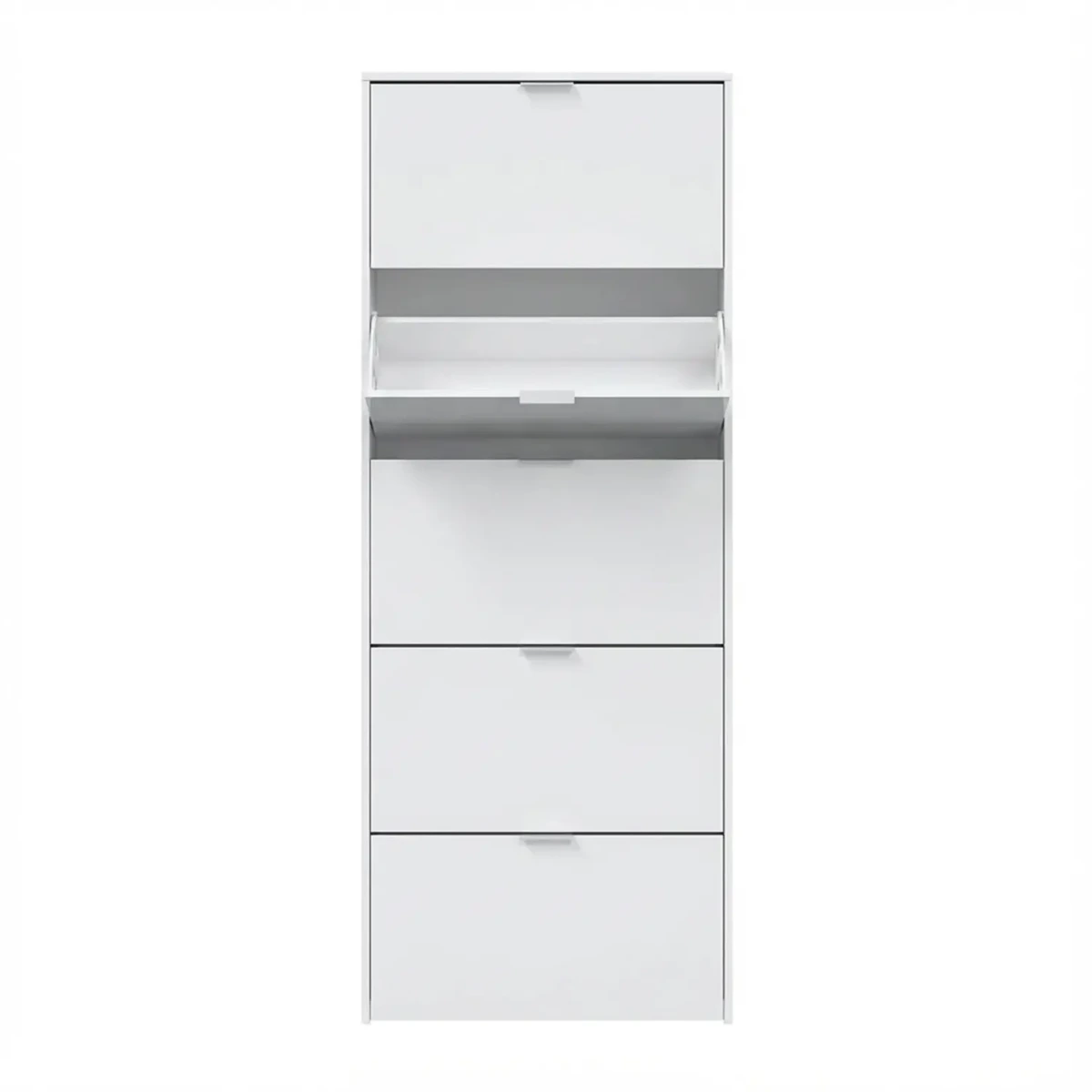 Scarpiera Armadio con 5 Ante Ribaltabili in Legno, Mobile Porta Scarpe Scaffale Mensola Organizzatore per Casa, Ingresso 70 × 17 × 180 Cm - Bianco lucido