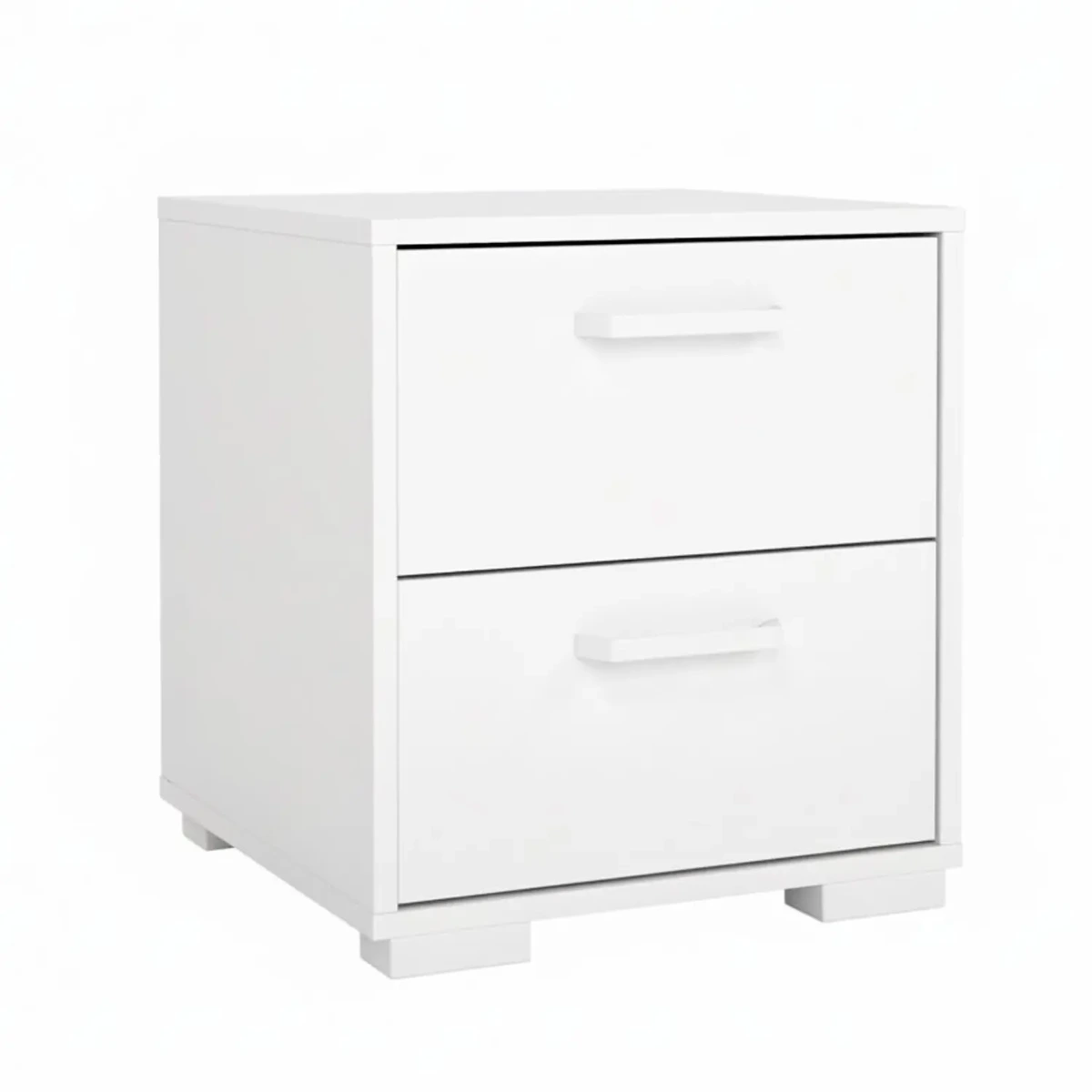 Comodino A 2 Cassetti Design Moderno E Minimalista Con Guide In Acciaio A Scorrimento Fluido Ideale Per Camera Da Letto 40.2 x 39.8 x 44.3 Cm-Bianco