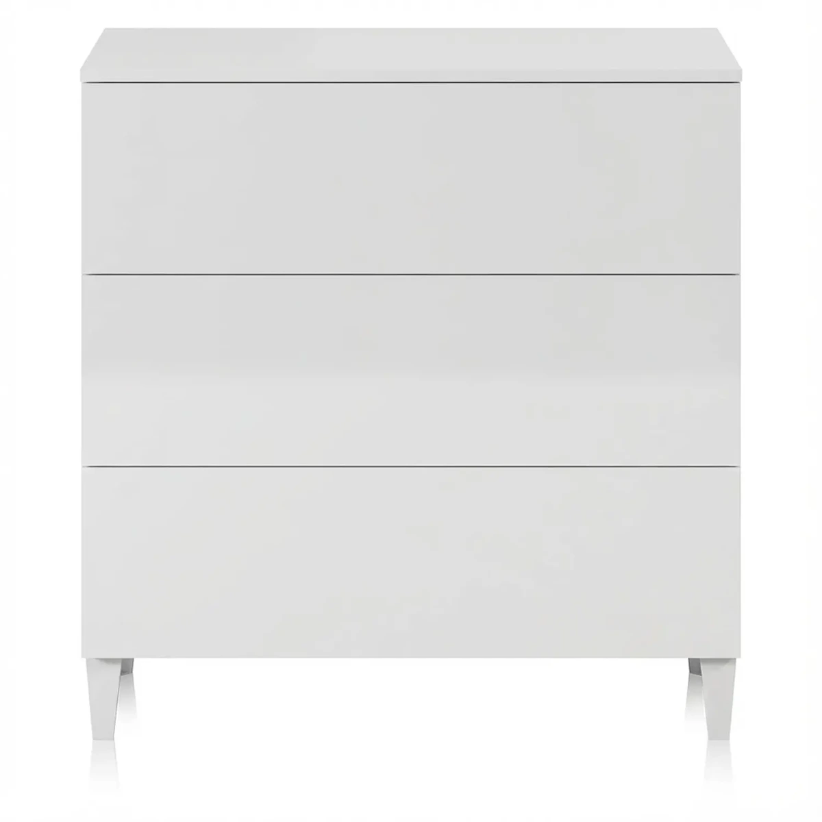 Comodino Con 3 Cassetti Cassettiera Settimino Mobile Da Camera Da Letto Moderno Mobiletto Con Piedini Struttura Compatta in Melaminico Antigraffio Montaggio Facile 80 x 40 x 80 Cm-Bianco lucido