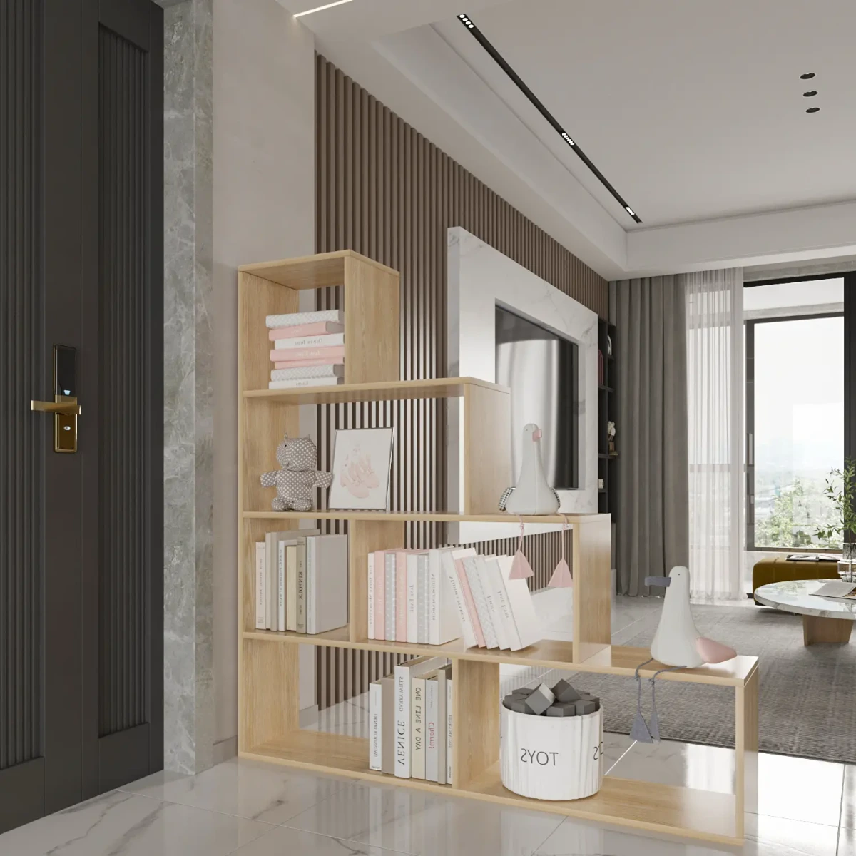 Libreria Scaffale Multiuso Con 6 Ripiani Per Soggiorno Salotto Camera Cameretta Design Moderno Modulabile Con Piedini Antigraffio Portata Max 20 Kg 145 x 145 x 29 Cm Colore Rovere