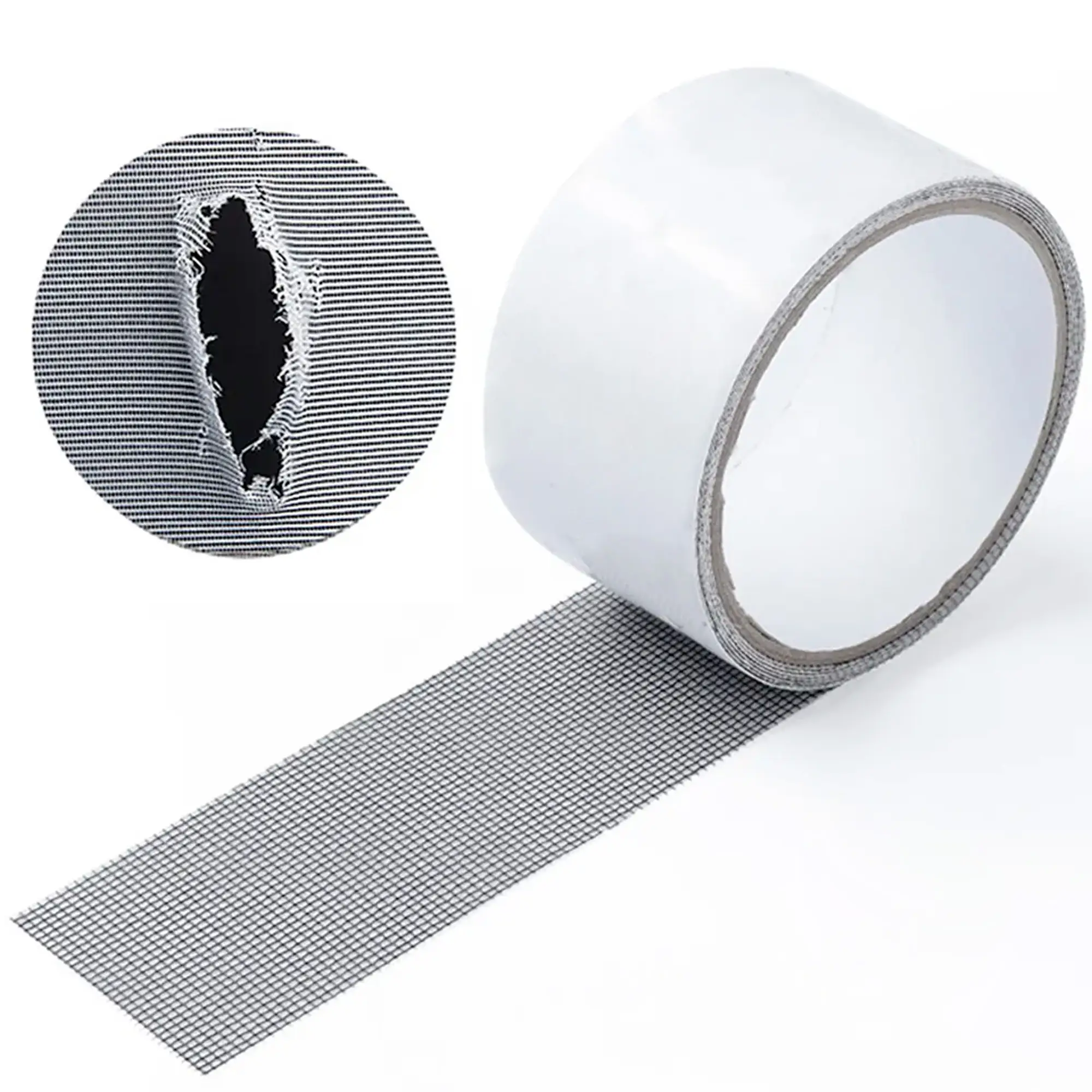 Nastro Ripara Zanzariere Adesivo Per Riparare Zanzariera Kit Riparazione In Fibra Di Vetro Per Tenda Finestra Porta 5 x 200 Cm Colore Grigio