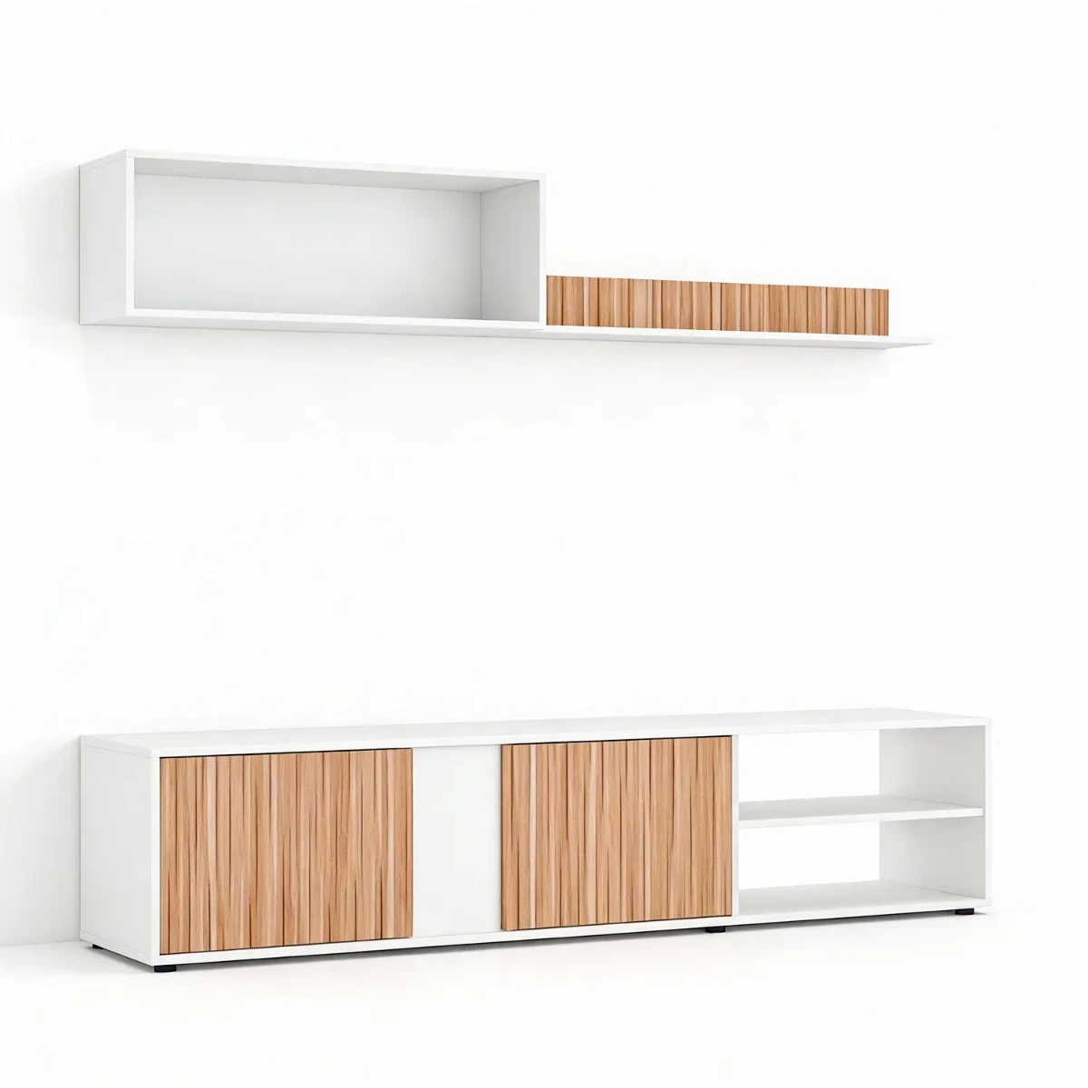 Parete Attrezzata Moderna Con Ante Mensole Vani A Giorno Mobile TV Design Moderno Moduli Sospesi Da Soggiorno Salotto Zona Living 40 x 180 x 33 Cm
