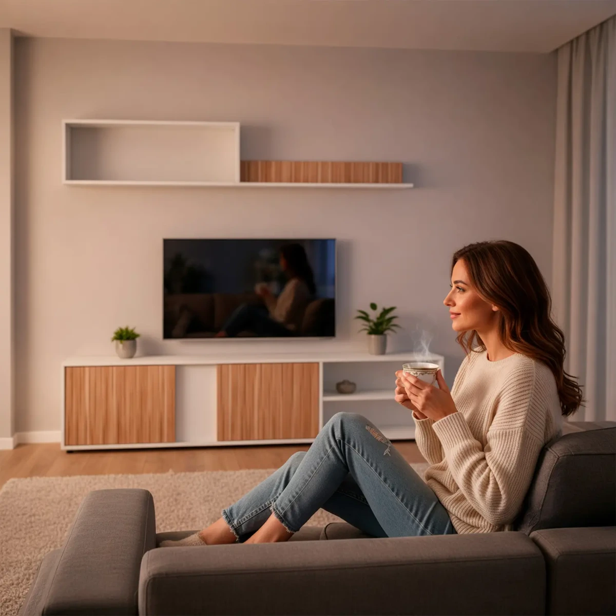 Parete Attrezzata Moderna Con Ante Mensole Vani A Giorno Mobile TV Design Moderno Moduli Sospesi Da Soggiorno Salotto Zona Living 40 x 180 x 33 Cm