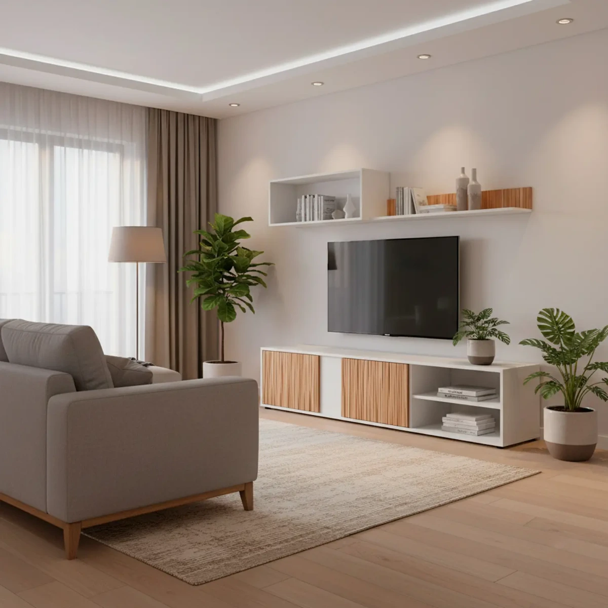 Parete Attrezzata Moderna Con Ante Mensole Vani A Giorno Mobile TV Design Moderno Moduli Sospesi Da Soggiorno Salotto Zona Living 40 x 180 x 33 Cm
