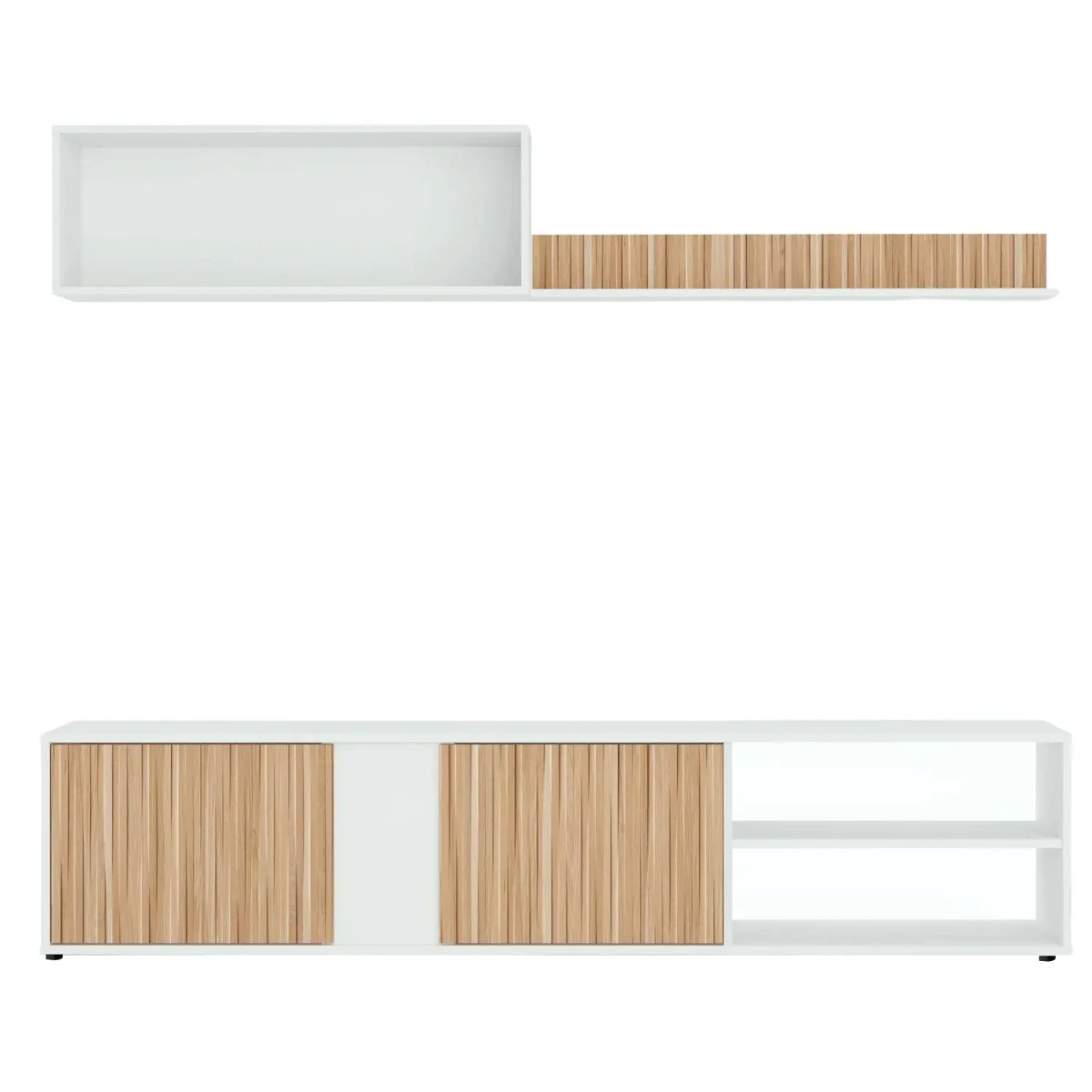 Parete Attrezzata Moderna Con Ante Mensole Vani A Giorno Mobile TV Design Moderno Moduli Sospesi Da Soggiorno Salotto Zona Living 40 x 180 x 33 Cm