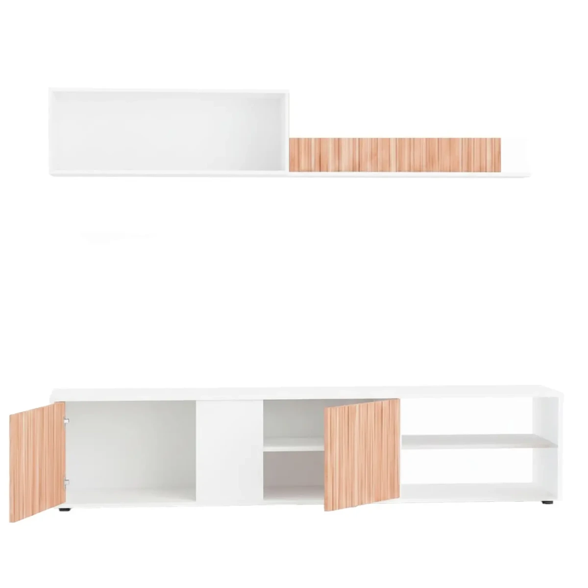 Parete Attrezzata Moderna Con Ante Mensole Vani A Giorno Mobile TV Design Moderno Moduli Sospesi Da Soggiorno Salotto Zona Living 40 x 180 x 33 Cm