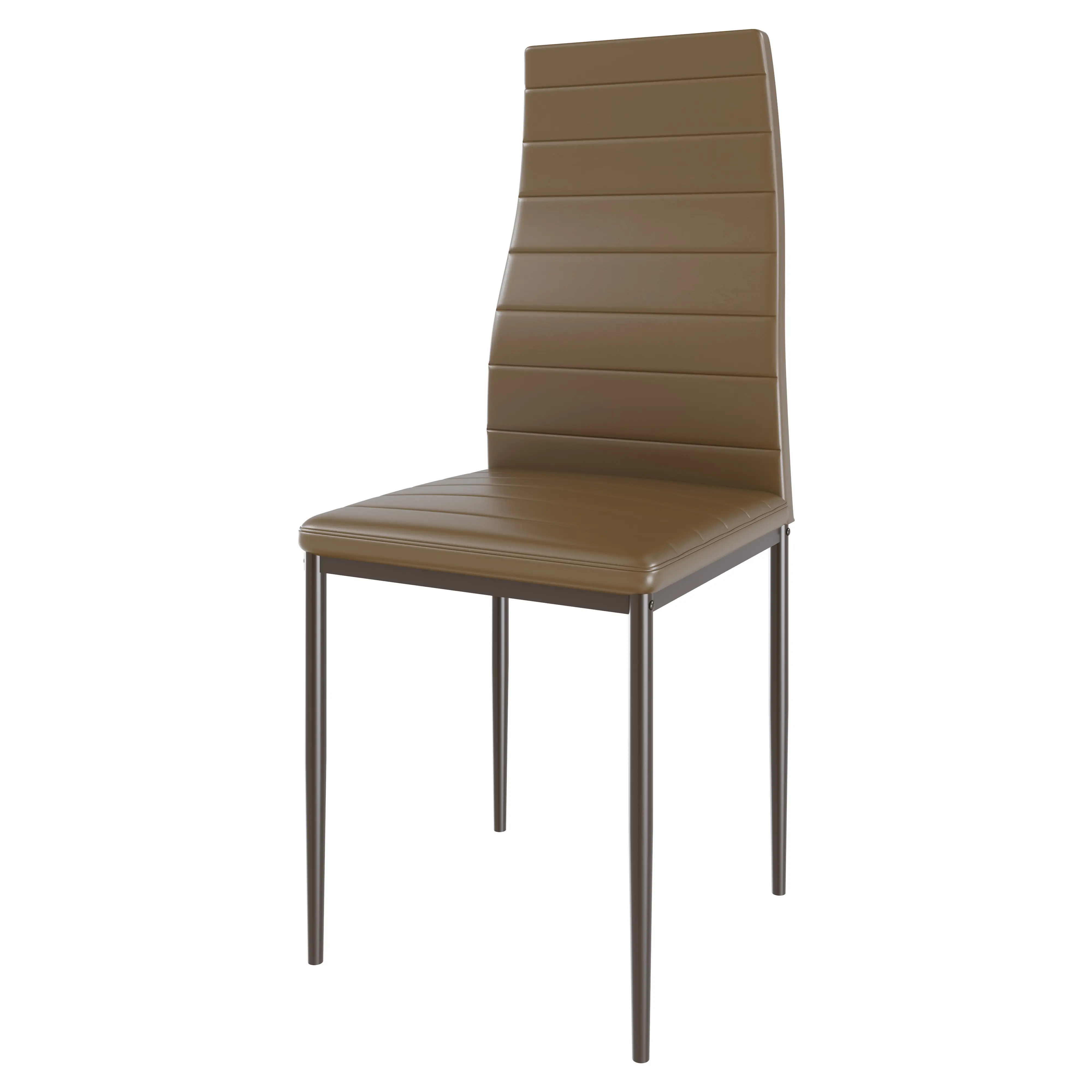 Set 4 Sedie Moderne Per Sala Da Pranzo Con Schienale Alto Seduta Ergonomica Sedia Elegante Imbottita Seduta Comoda In Ecopelle Gambe Struttura In Acciaio Design Pergamino 41 x 97 x 38 cm (Marrone)