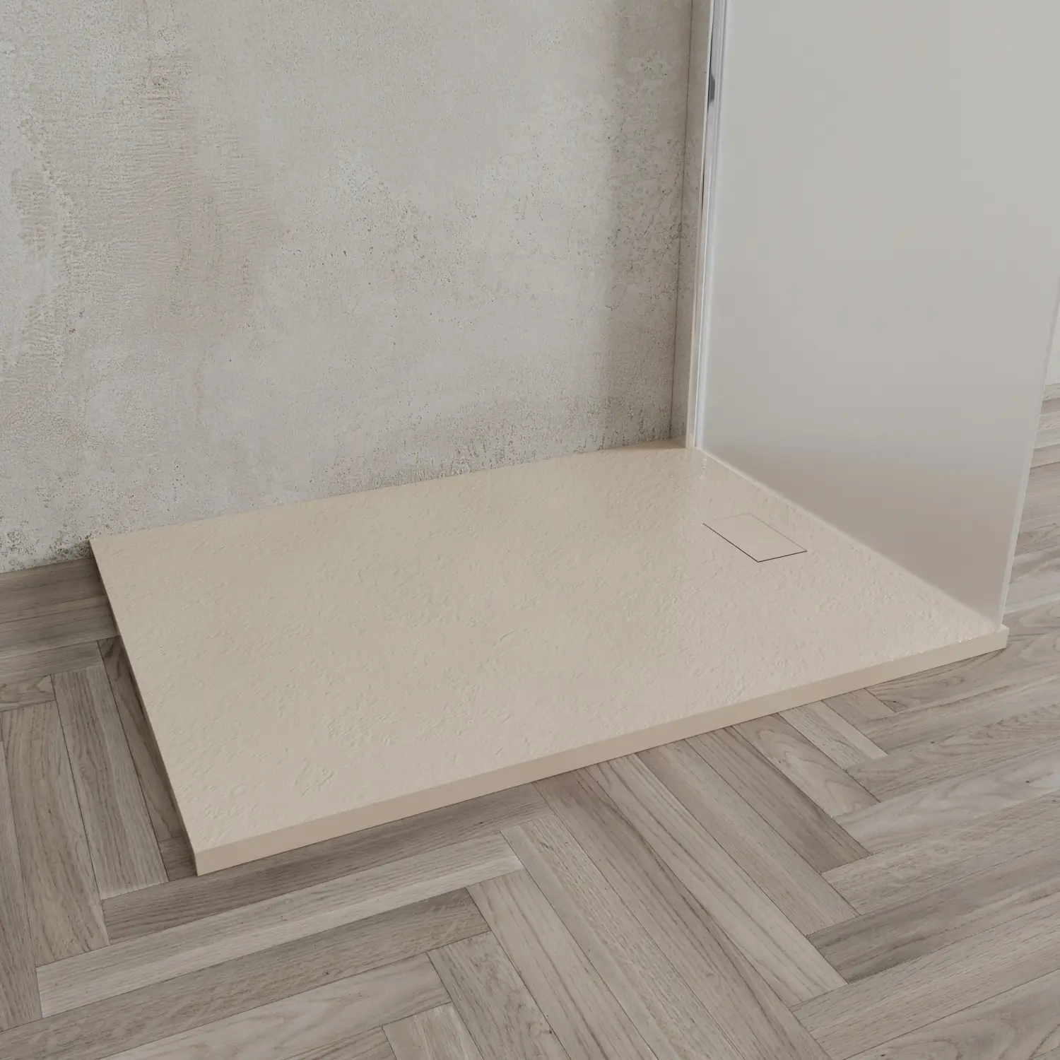 Piatto Doccia Spessore 2.6 Cm Resina SMC Effetto Pietra Stone Ardesia Antiscivolo Riducibile Filopavimento Con Griglia Di Copertura Tortora 70x160 Cm