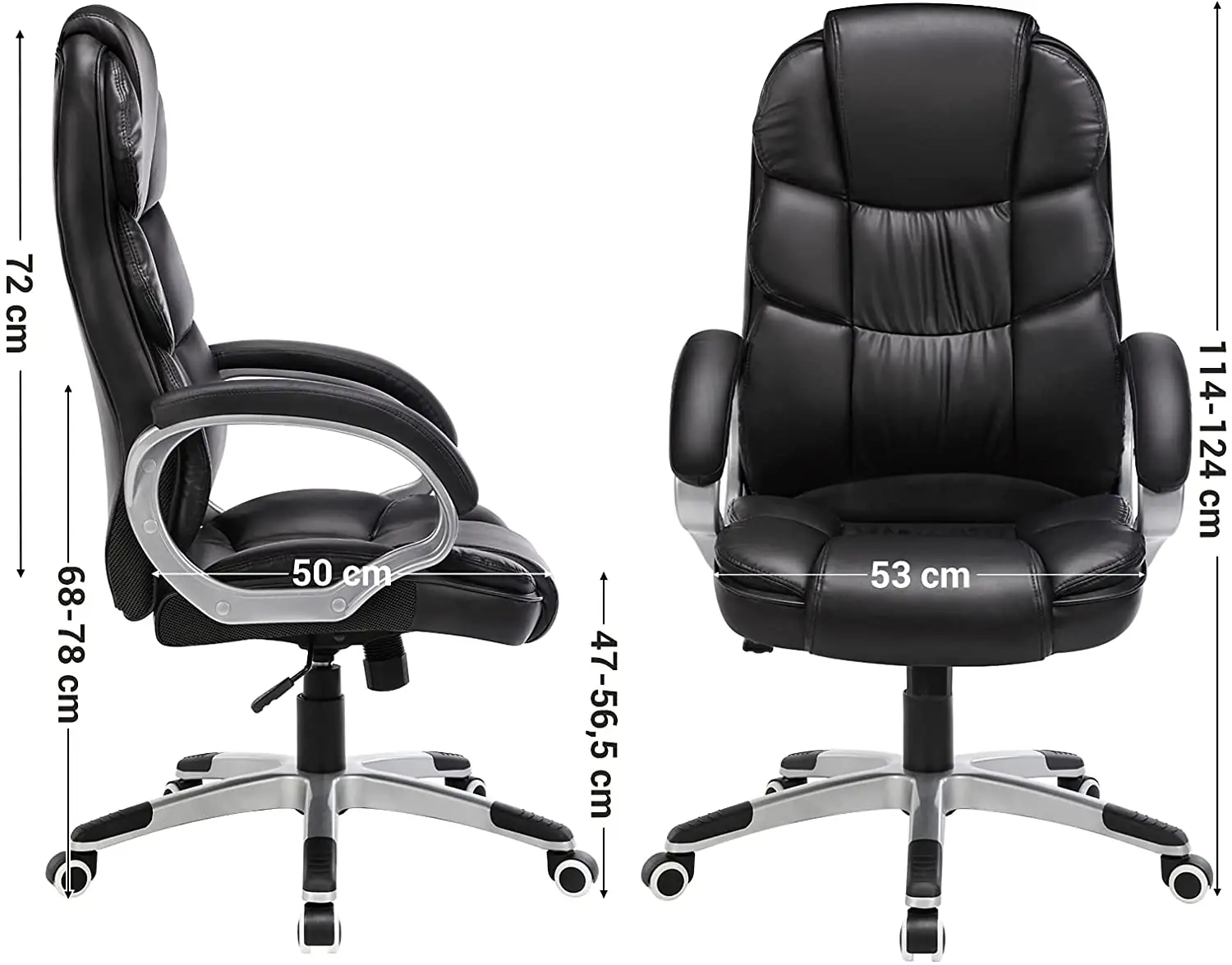 Poltrona Girevole E Altezza Regolabile In Ecopelle Sedia Operativa Ufficio PC Gaming Studio Con Braccioli Poggiatesta Ergonomica Con Ruote Rotelle Portata Massima 150 KG Design Ashland Colore Nero