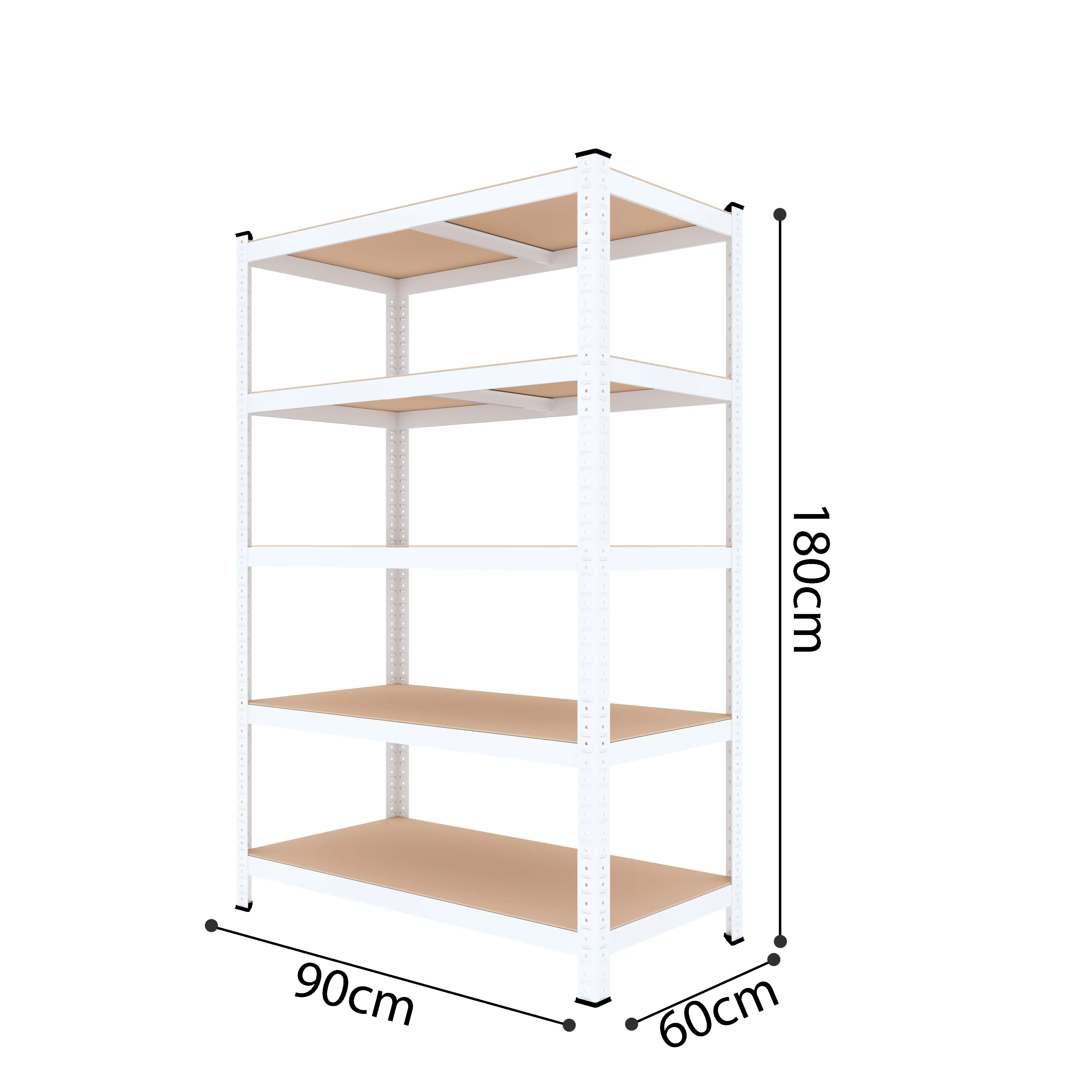 Scaffale In MDF E Metallo Mensole Alta Portata 180 x 90 x 60 cm Fino a 875 kg Con 5 Ripiani Regolabili In Altezza Garage Officina Cantina Capannone Magazzino Design Modulare Jutiapa Bianco
