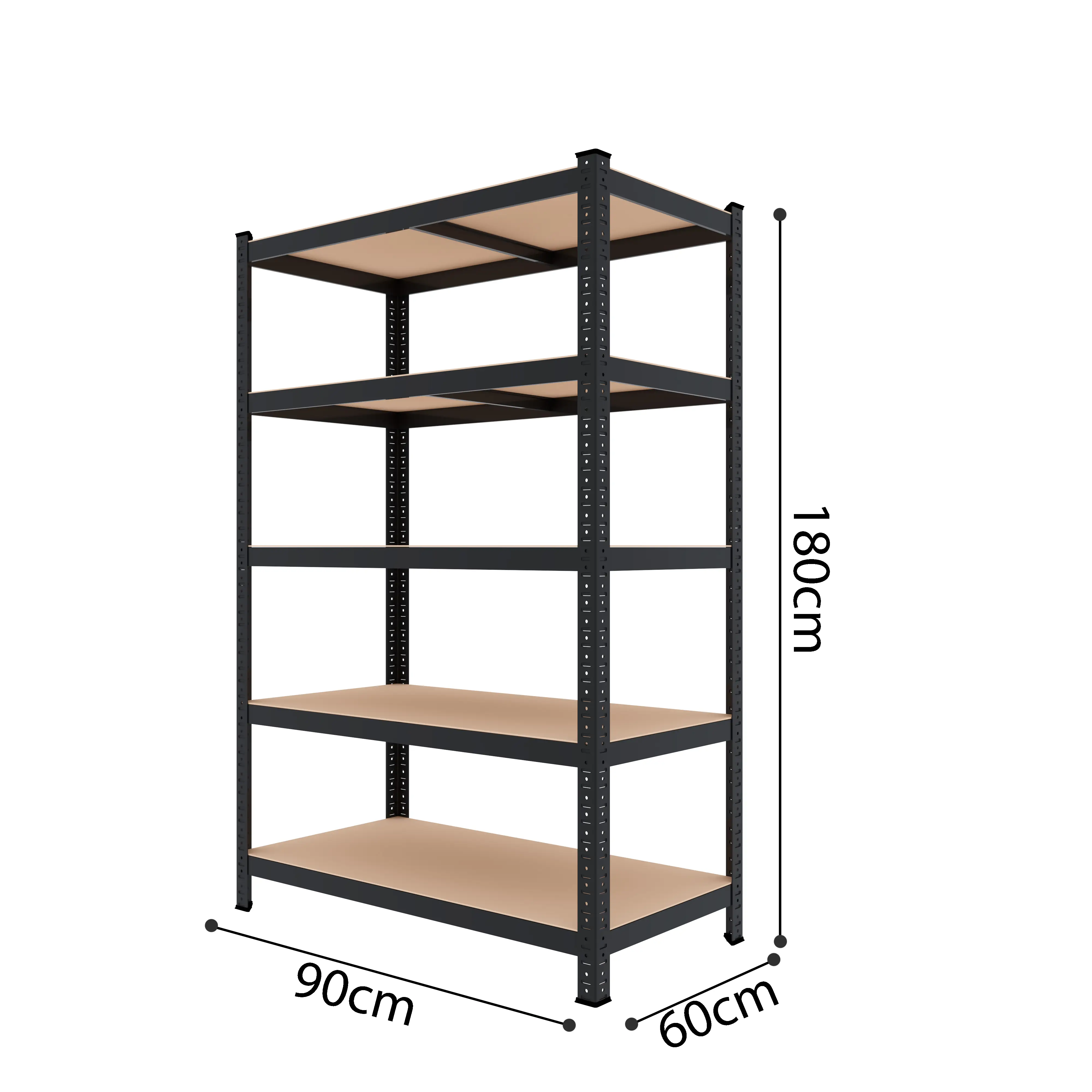 Scaffale In MDF E Metallo Mensole Alta Portata 180 x 90 x 60 cm Fino a 875 kg Con 5 Ripiani Regolabili In Altezza Garage Officina Cantina Capannone Magazzino Design Modulare Jutiapa Nero