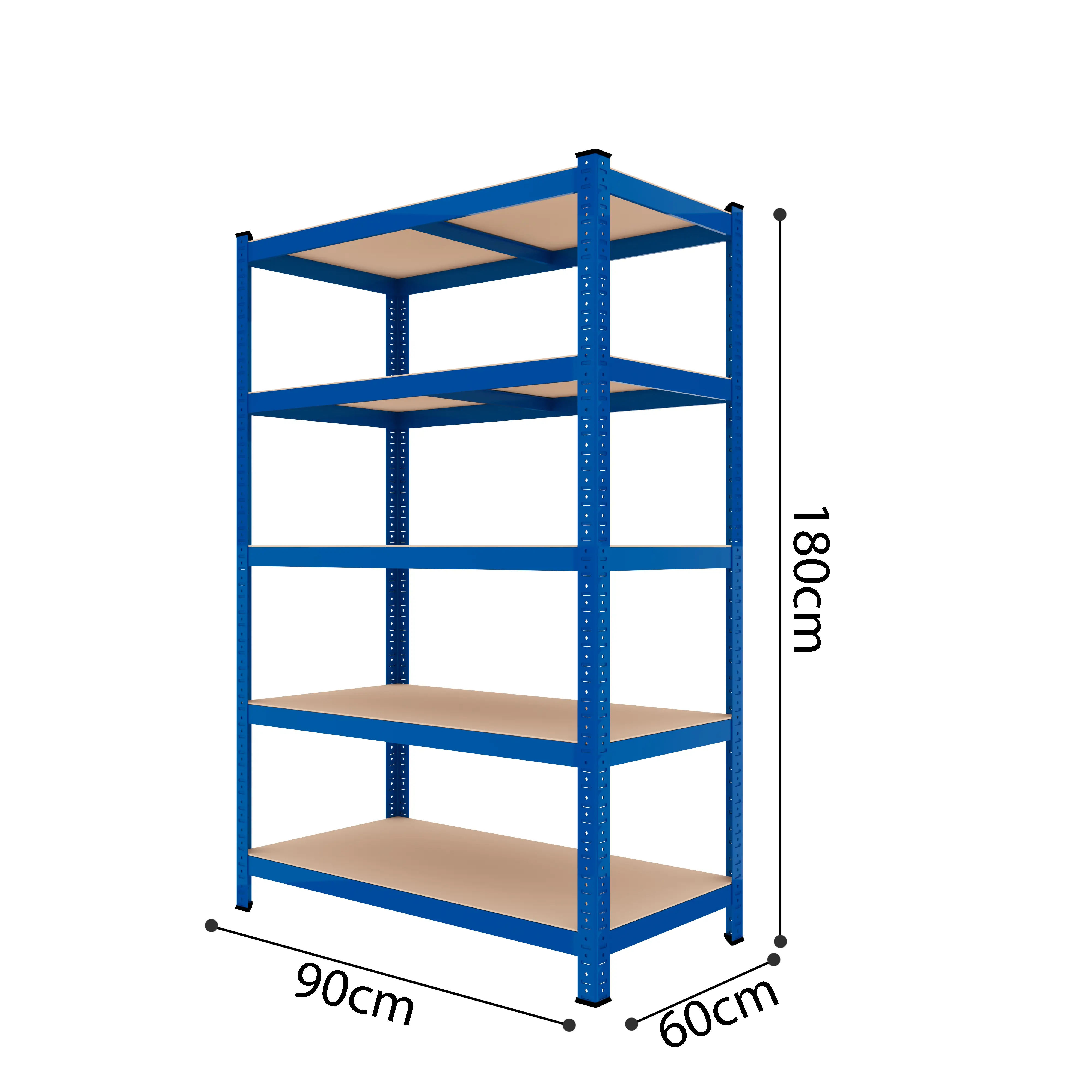 Scaffale In MDF E Metallo Mensole Alta Portata 180 x 90 x 60 cm Fino a 875 kg Con 5 Ripiani Regolabili In Altezza Garage Officina Cantina Capannone Magazzino Design Modulare Pinellas Blu