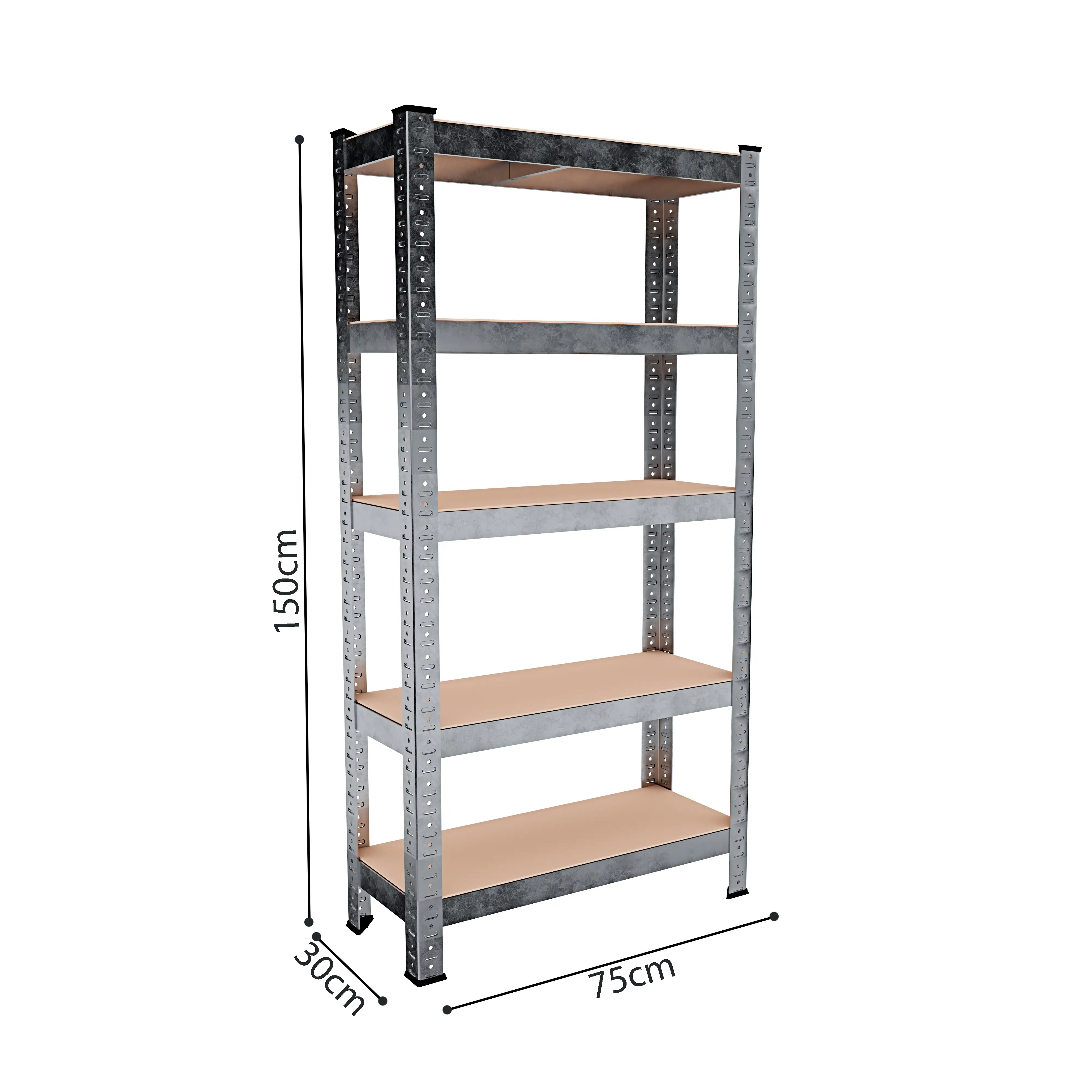 Scaffale Metallo E Legno MDF Ad Alta Portata Carico Pesante Fino a 875 kg 5 Ripiani Regolabili Garage Officina Cantina Capannone Magazzino Design Modulare 150 x 75 x 30 cm