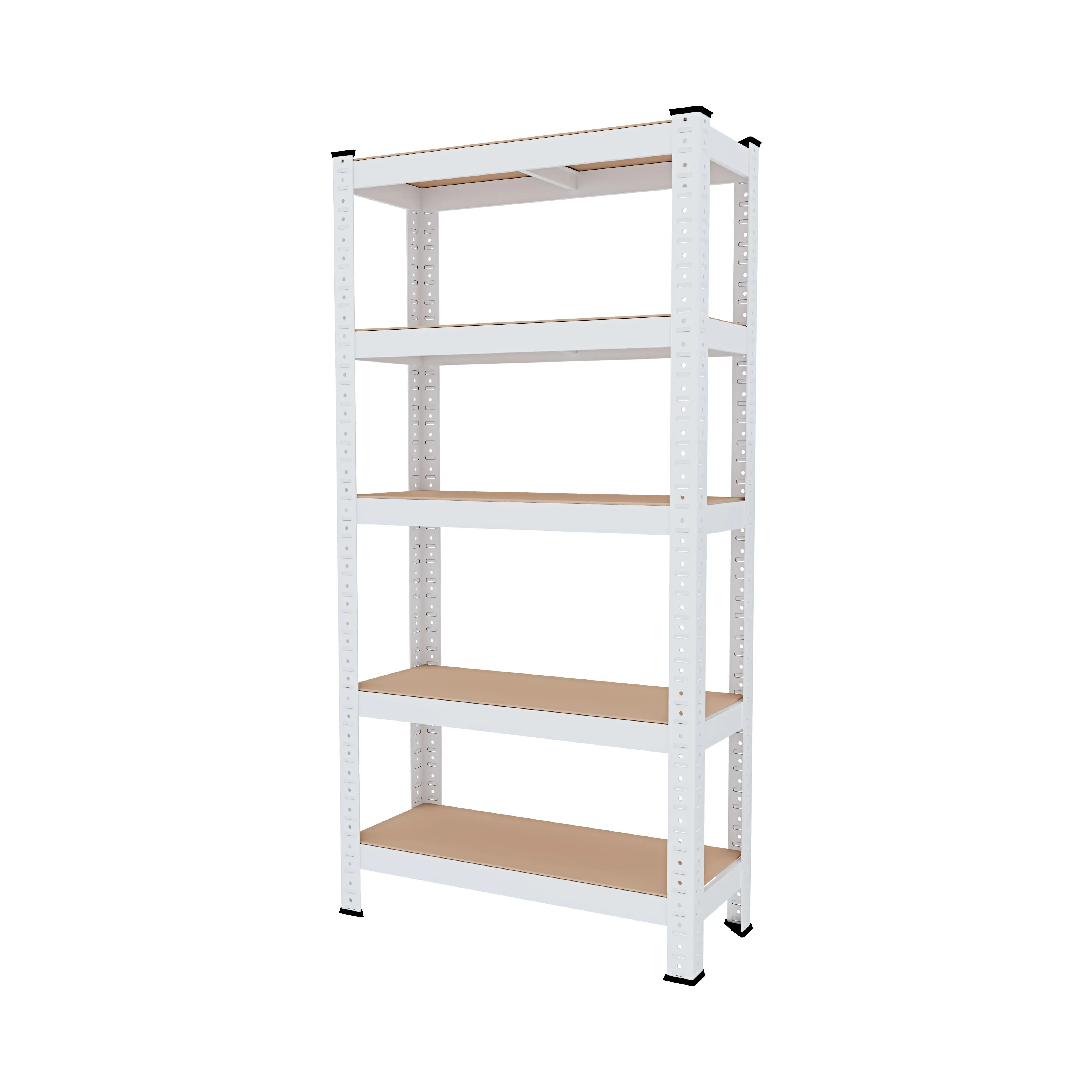 Scaffale Metallo E Legno MDF Ad Alta Portata Carico Pesante Fino a 875 kg 5 Ripiani Regolabili Garage Officina Cantina Capannone Magazzino Design Modulare 150 x 75 x 30 cm Bianco