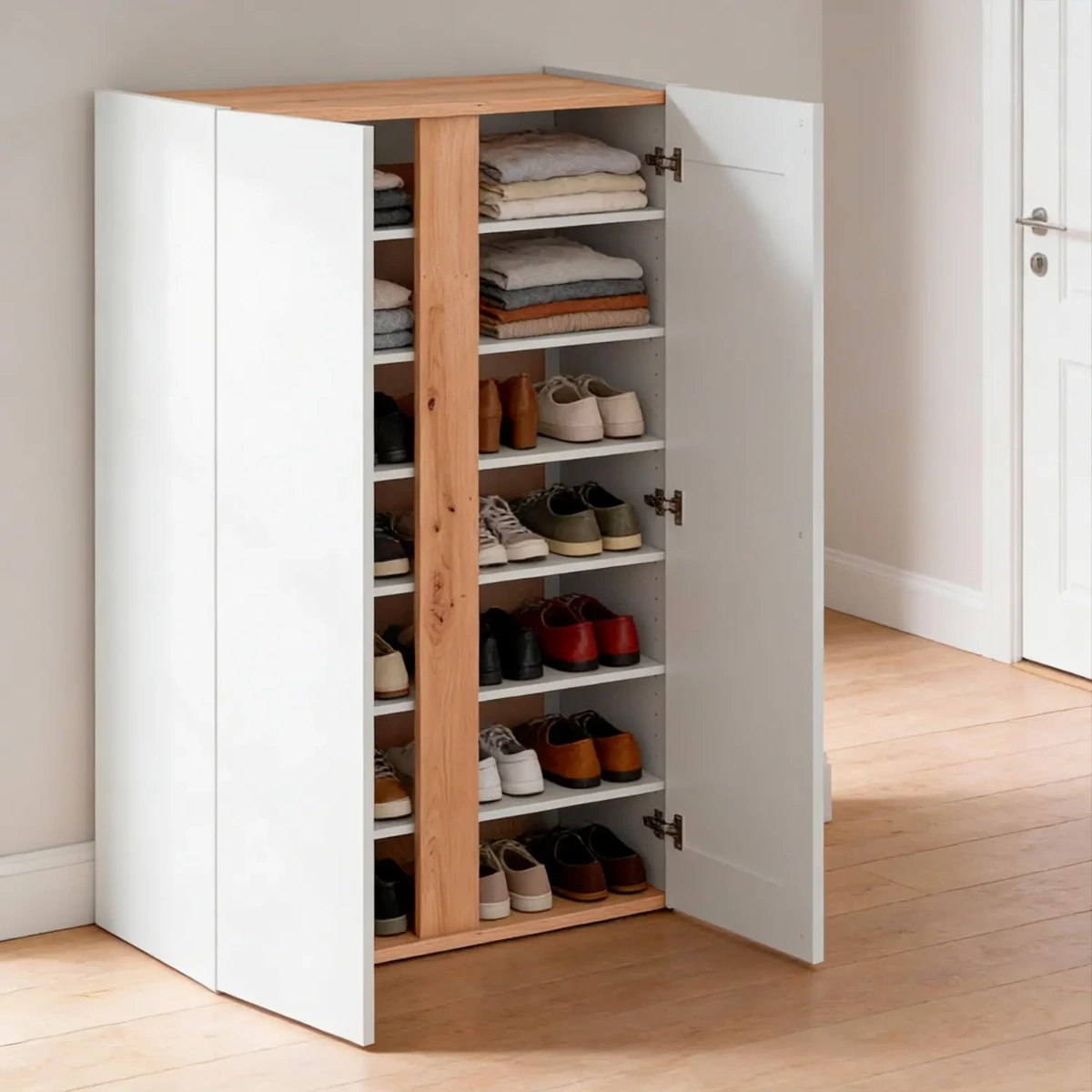 Scarpiera A 2 Ante Con 6 Ripiani Regolabili Mobile Portascarpe Moderno Per Ingresso Zona Giorno Corridoio Design Minimal Capacità Fino A 18 Paia