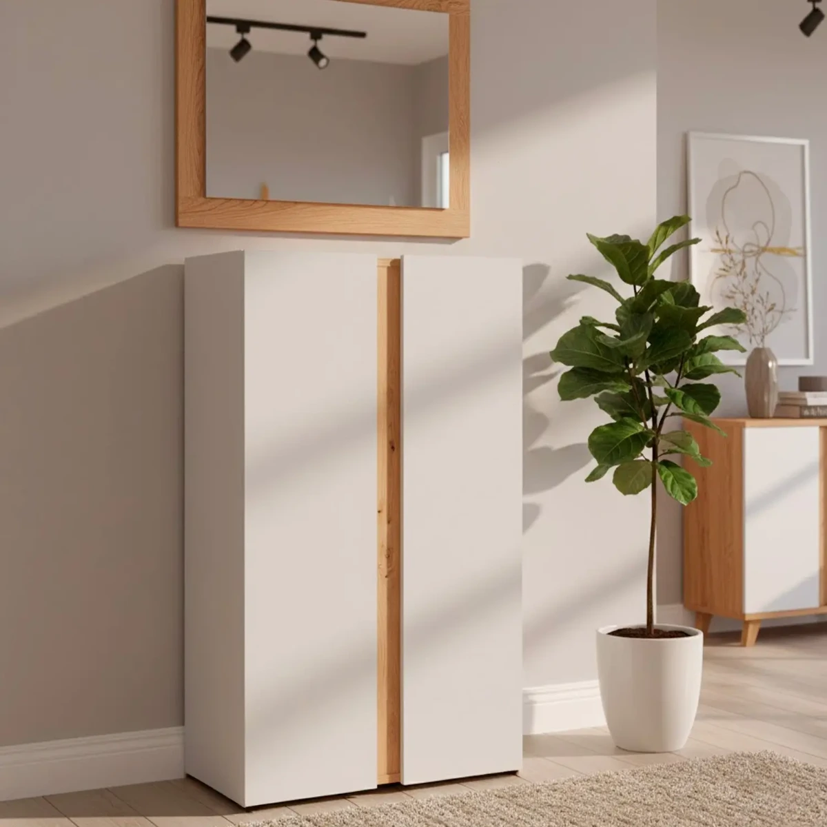 Scarpiera A 2 Ante Con 6 Ripiani Regolabili Mobile Portascarpe Moderno Per Ingresso Zona Giorno Corridoio Design Minimal Capacità Fino A 18 Paia